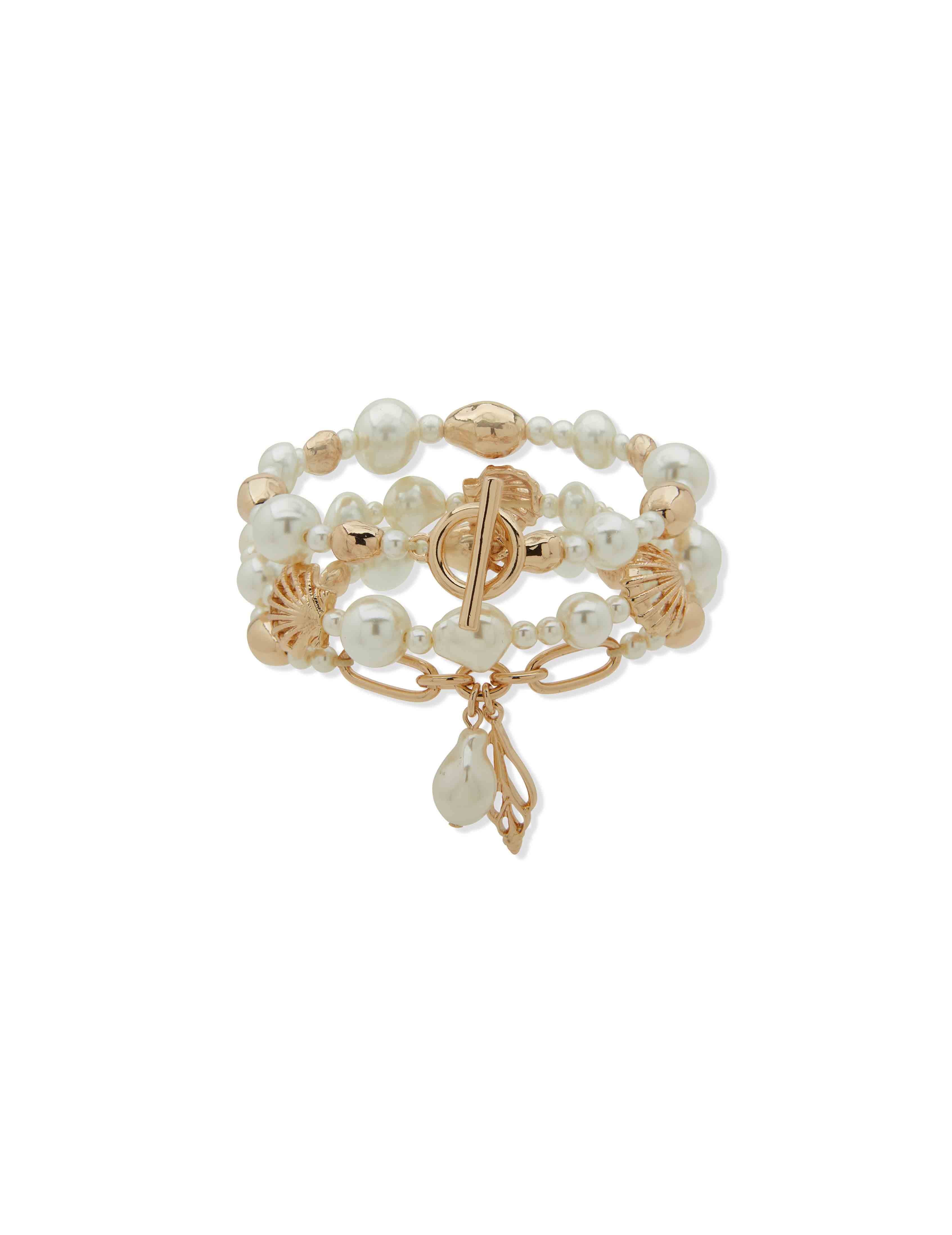 Triple Row Pearl Stretch Bracelet