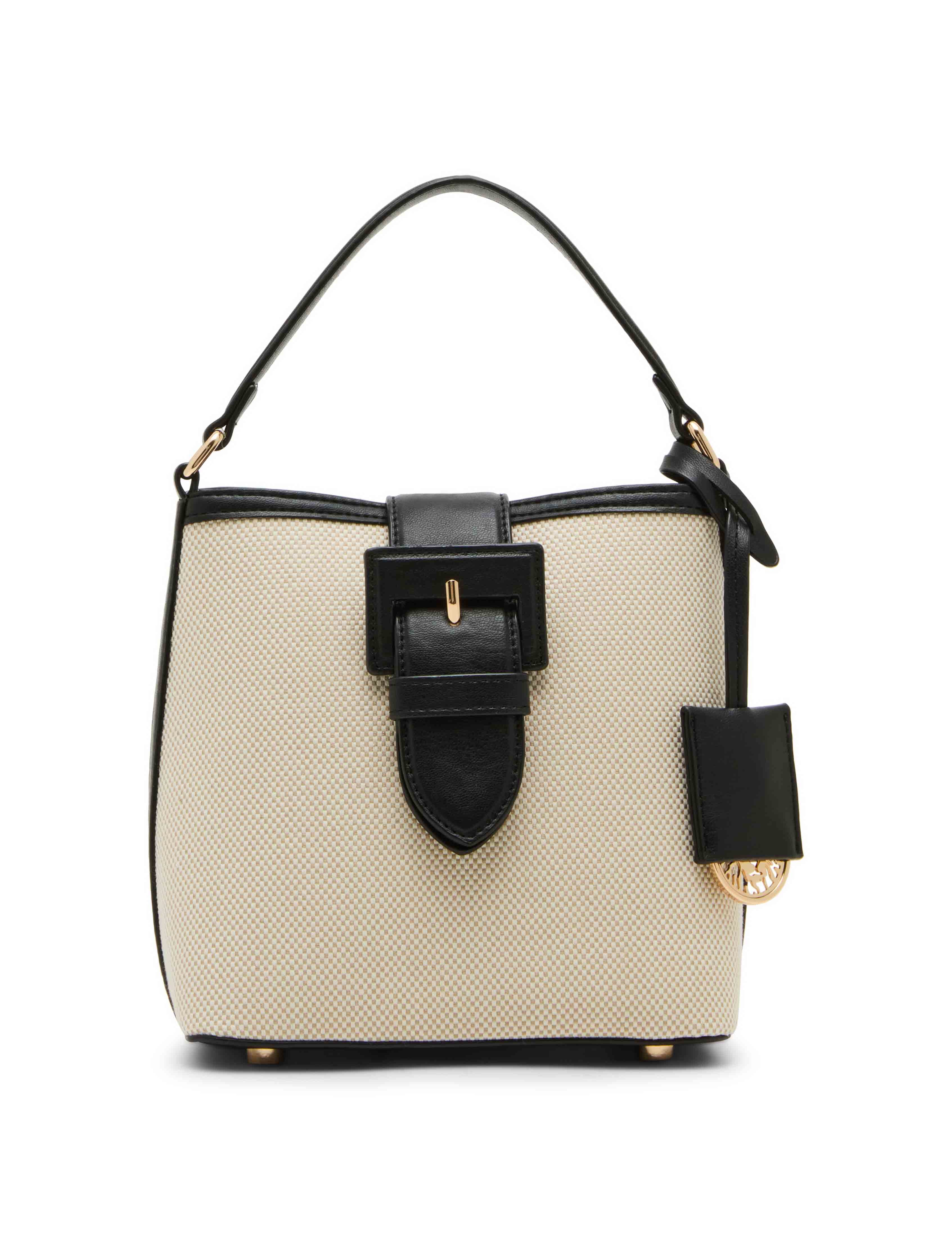 Small Covered Buckle Canvas Bucket With Convertible Strap