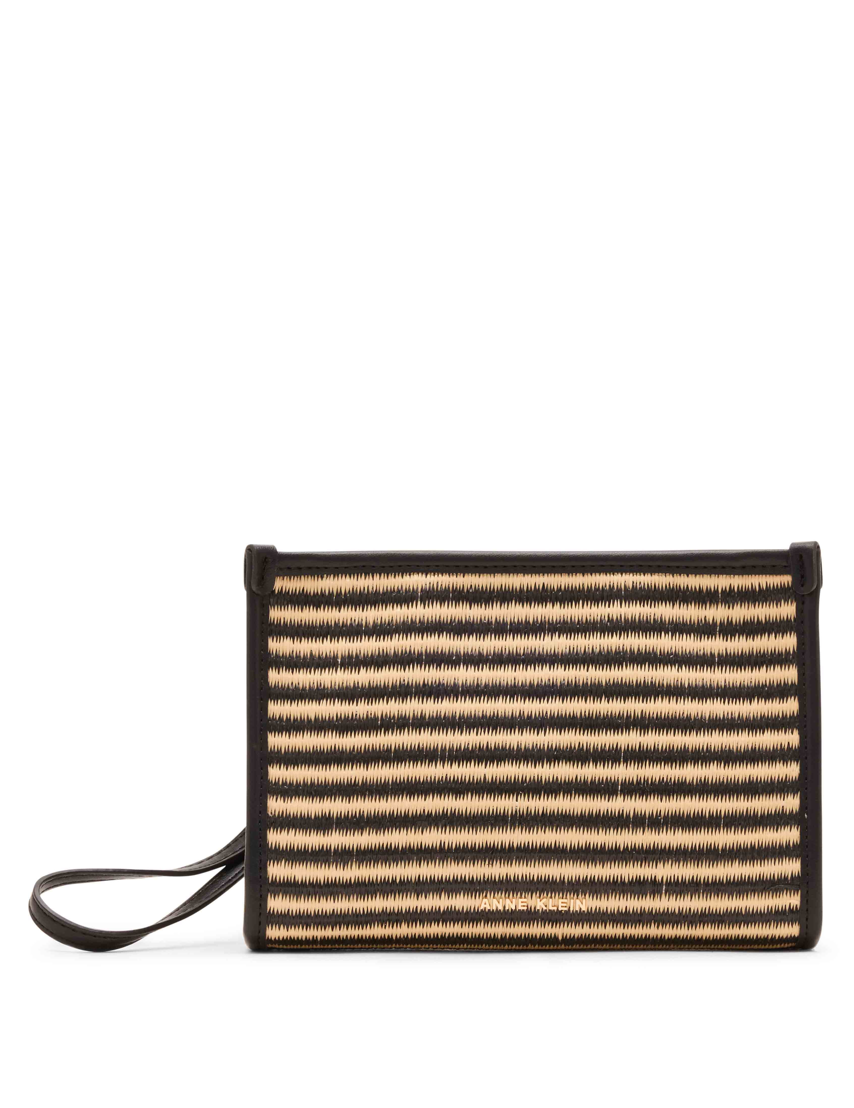 Stripe Straw Wristlet