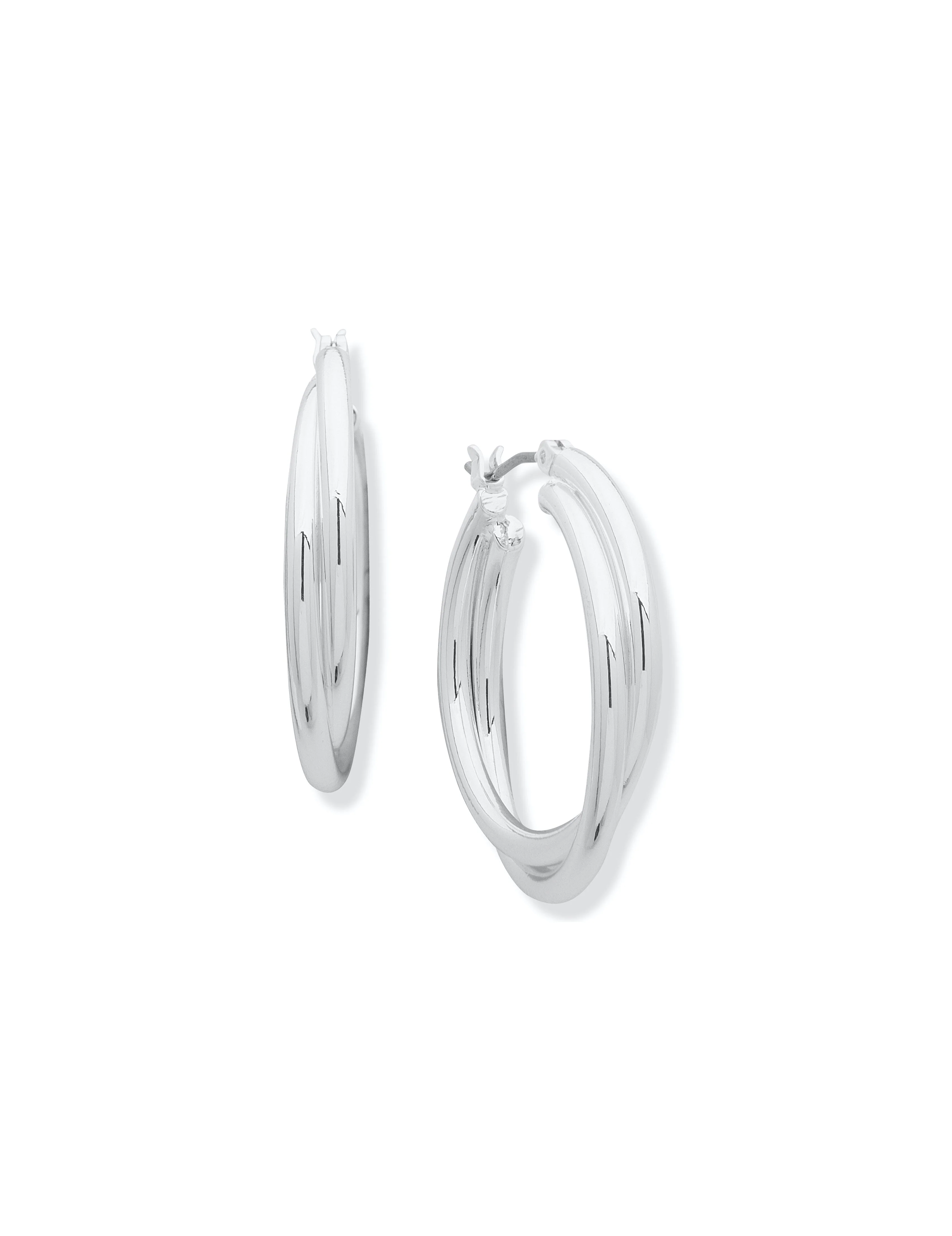 Silver-Tone Twist Hoop Earring