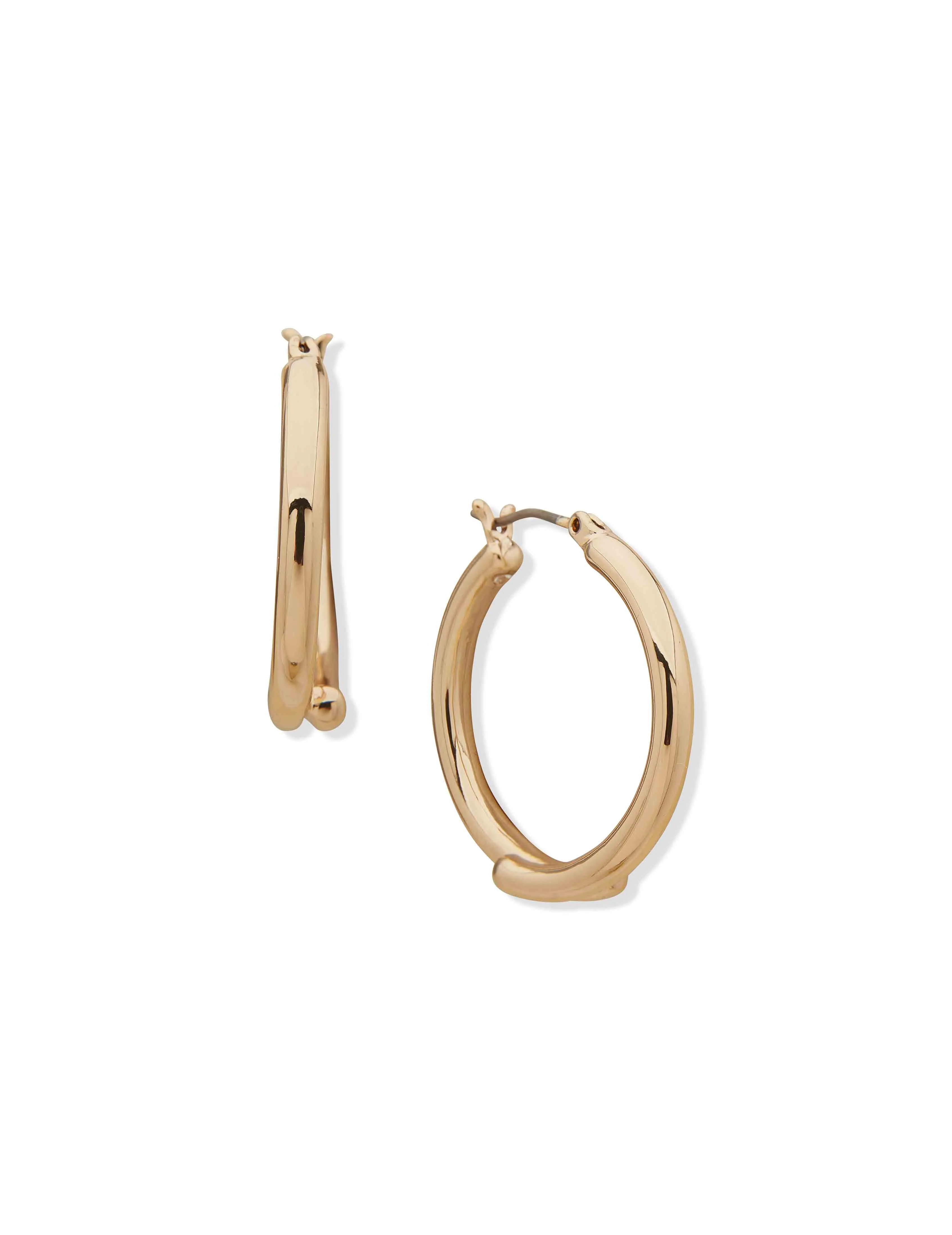 Round Clickit Hoop Gold-tone Earrings