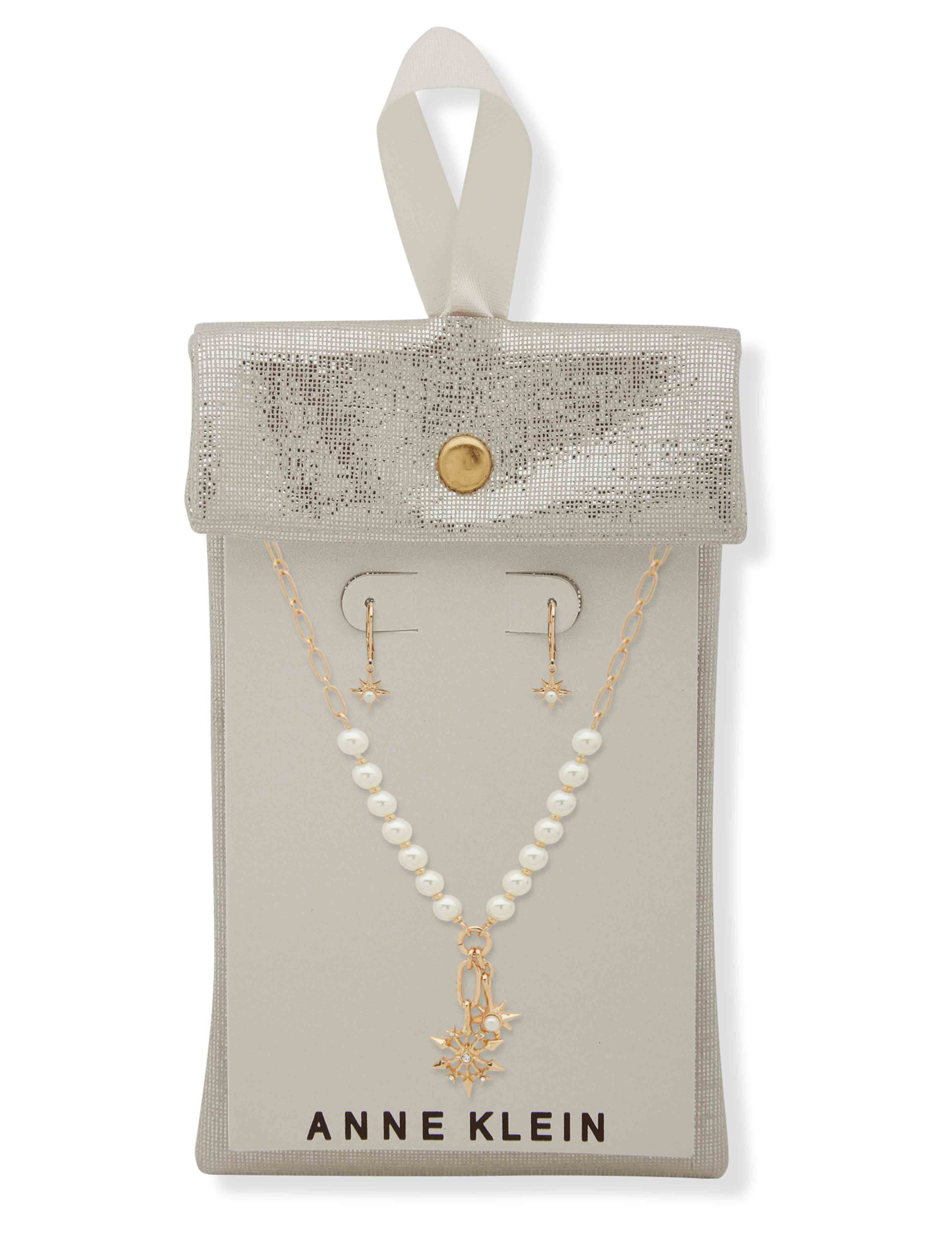 Snowflake Necklace/Earring Set - Pearl