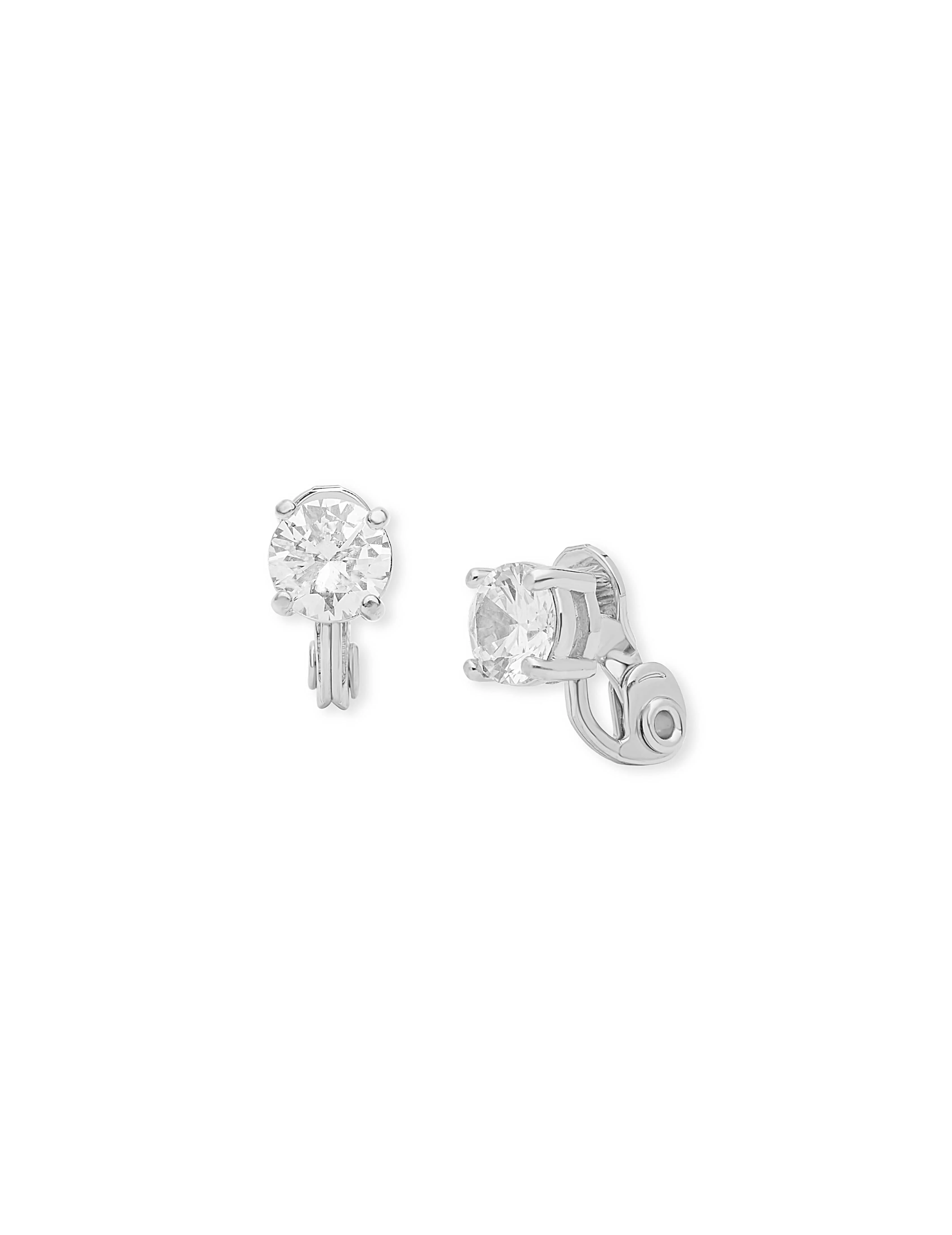 CZ Silver Clip On Studs