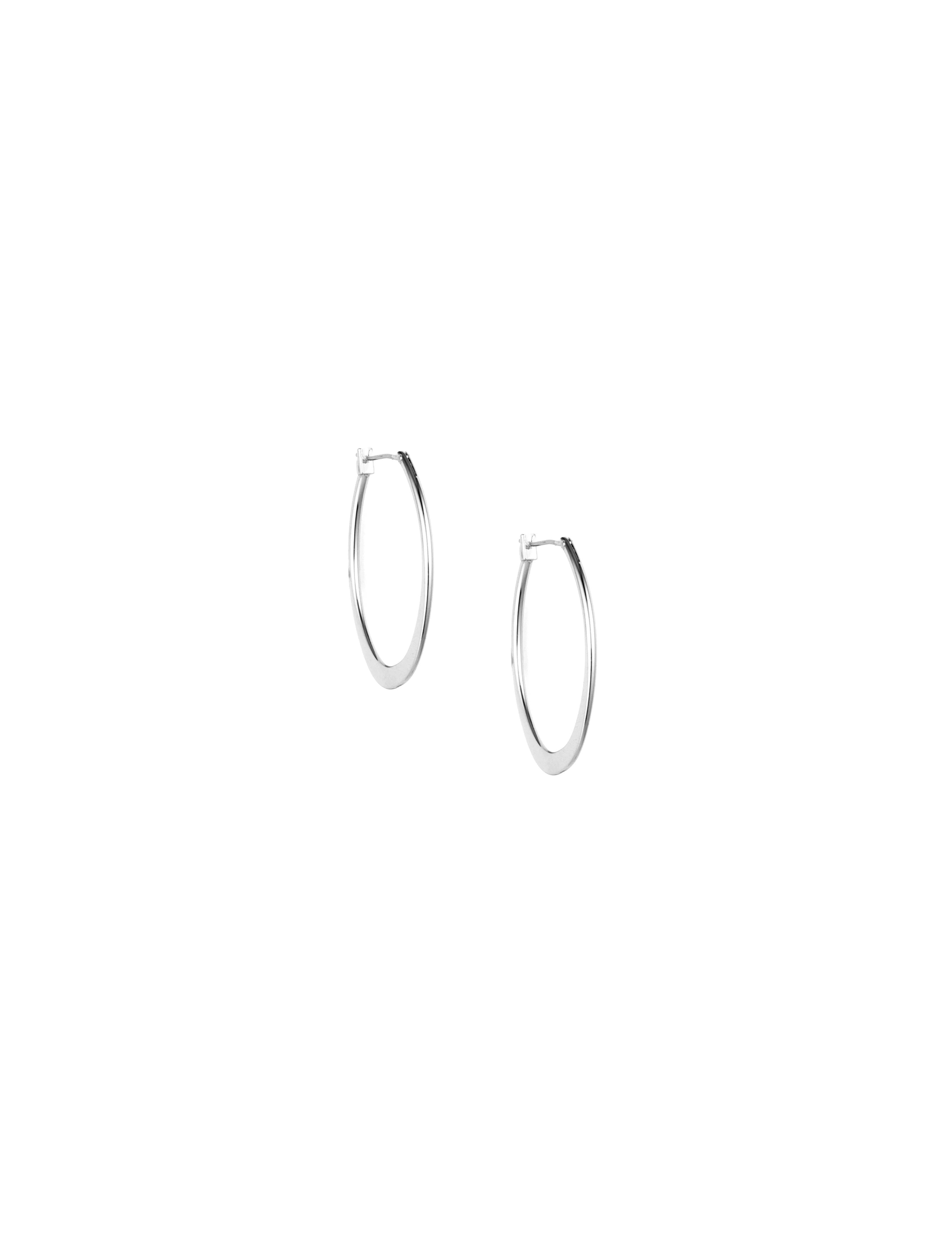 Silver Large Oval Hoop Earrings