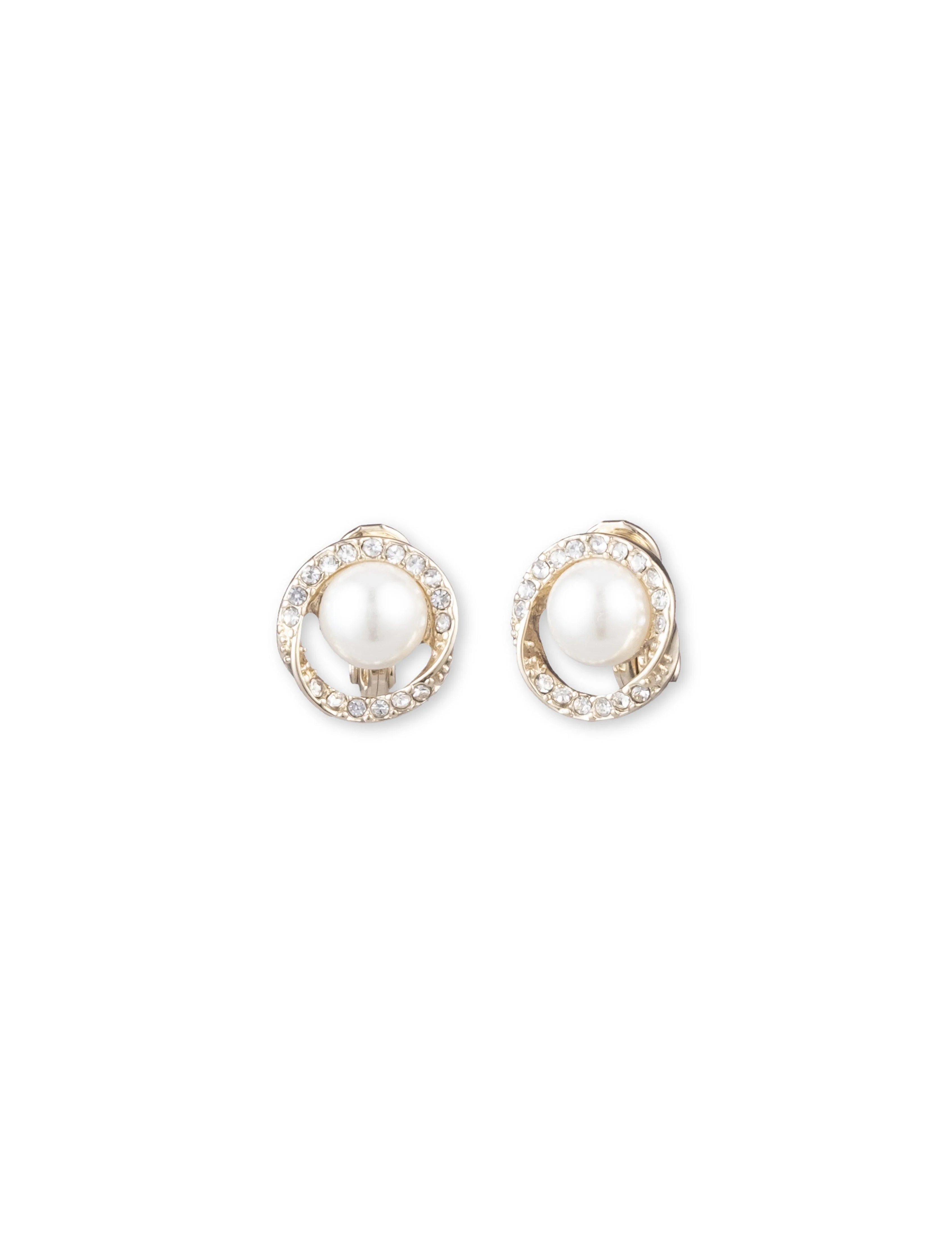Pave Halo Twist Button Clip On Earrings