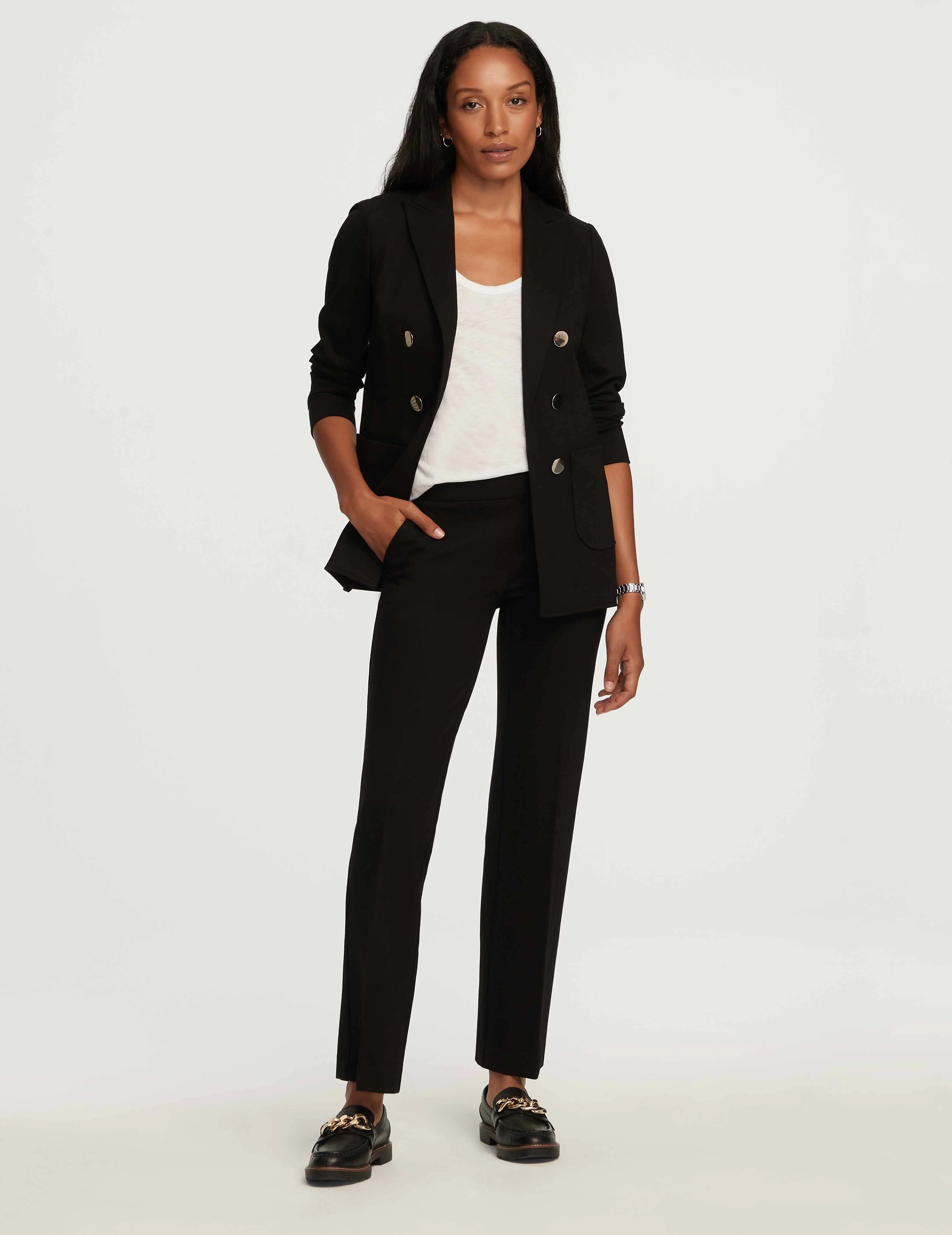 Petite Faux Double Breasted Peak Lapel Jacket
