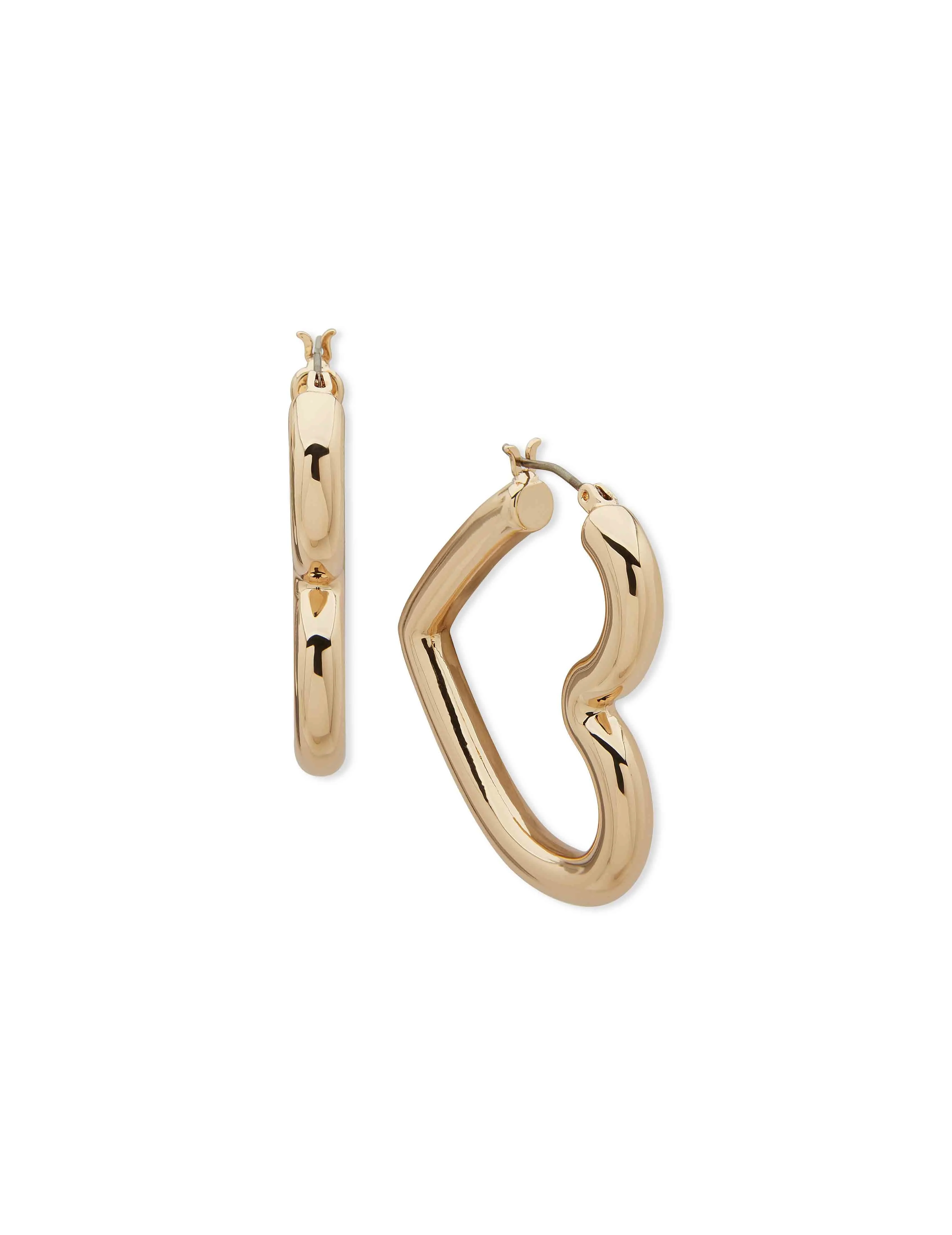 37MM Heart Motif Hoop - Gold