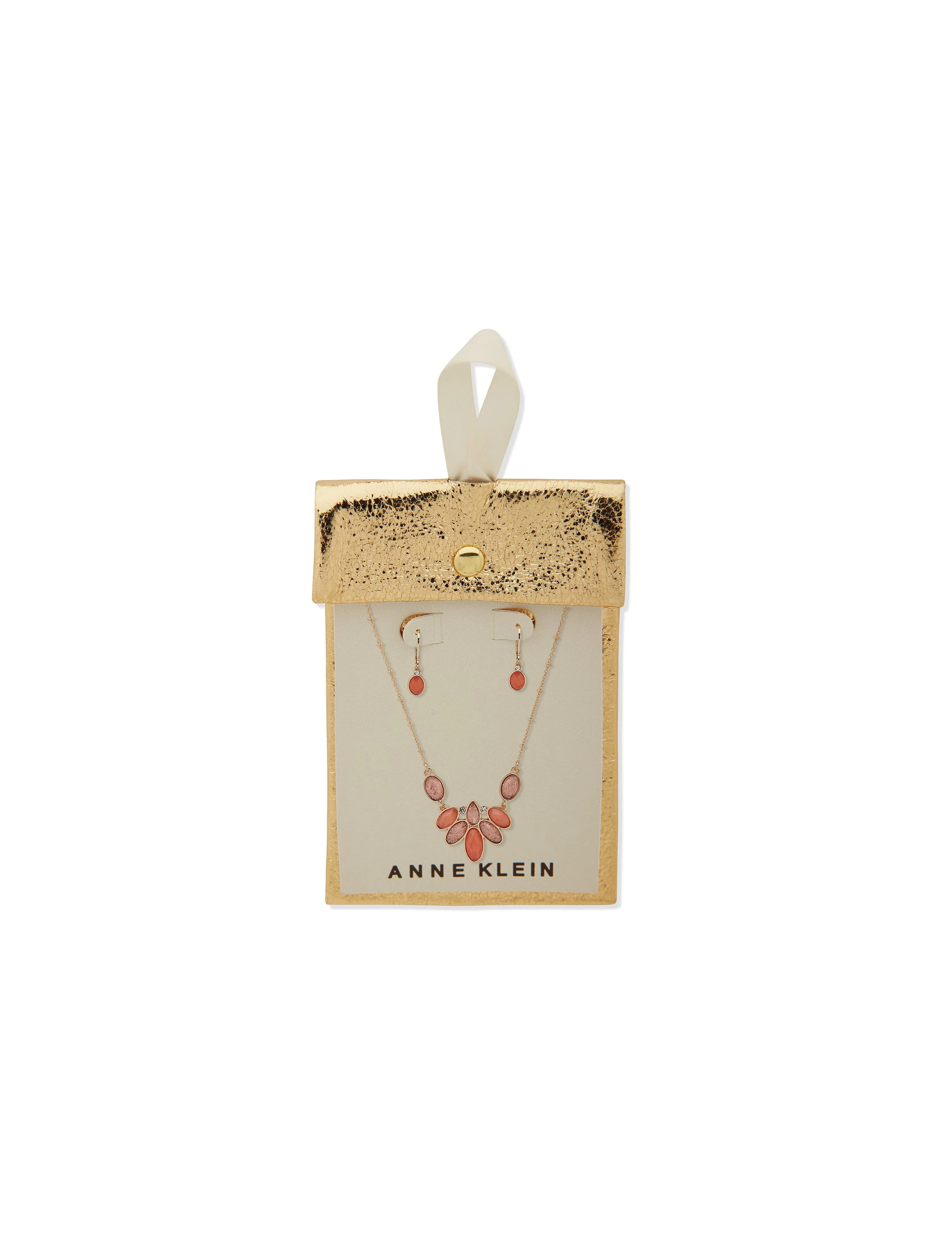 Multi Stone Cluster Necklace and Earring Set