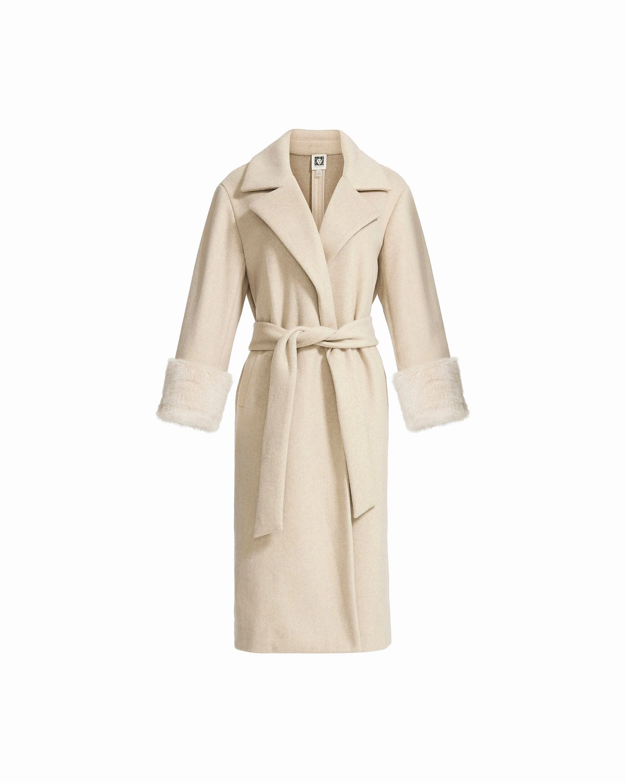 Tie Front Fake Fur Coat