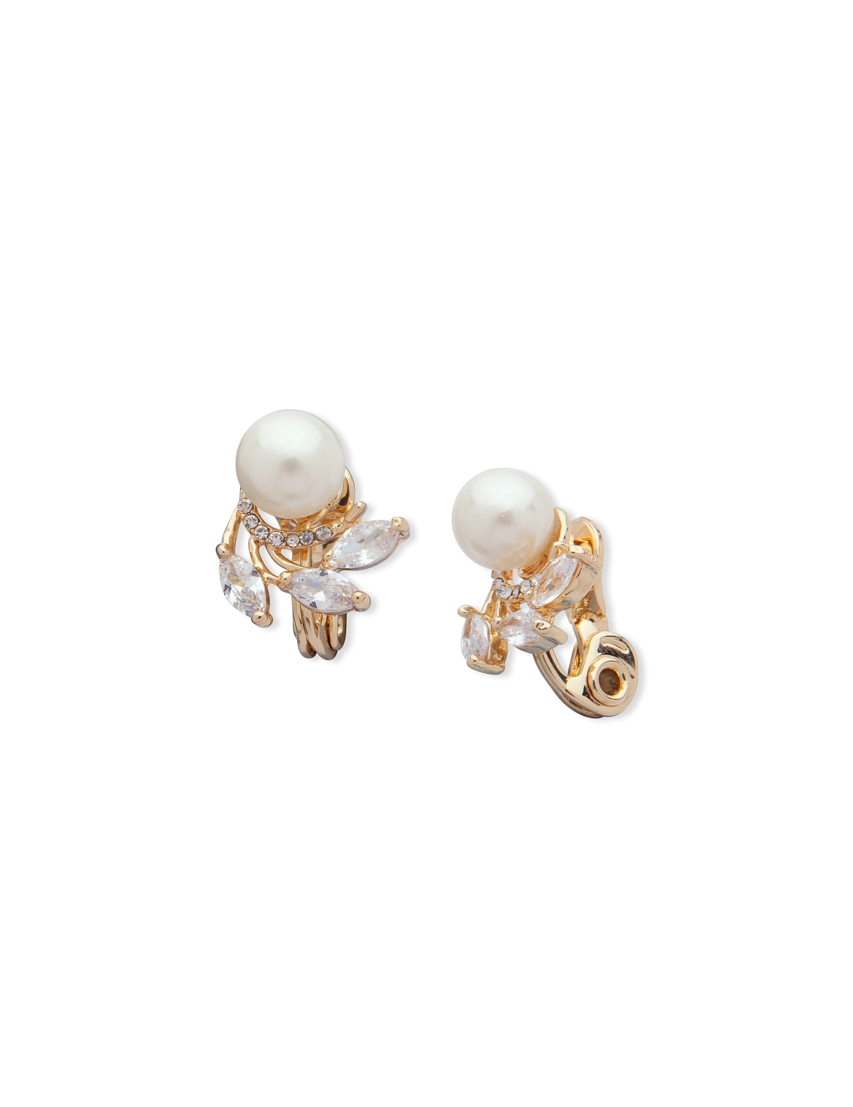 Pearl Button Clip On Earrings