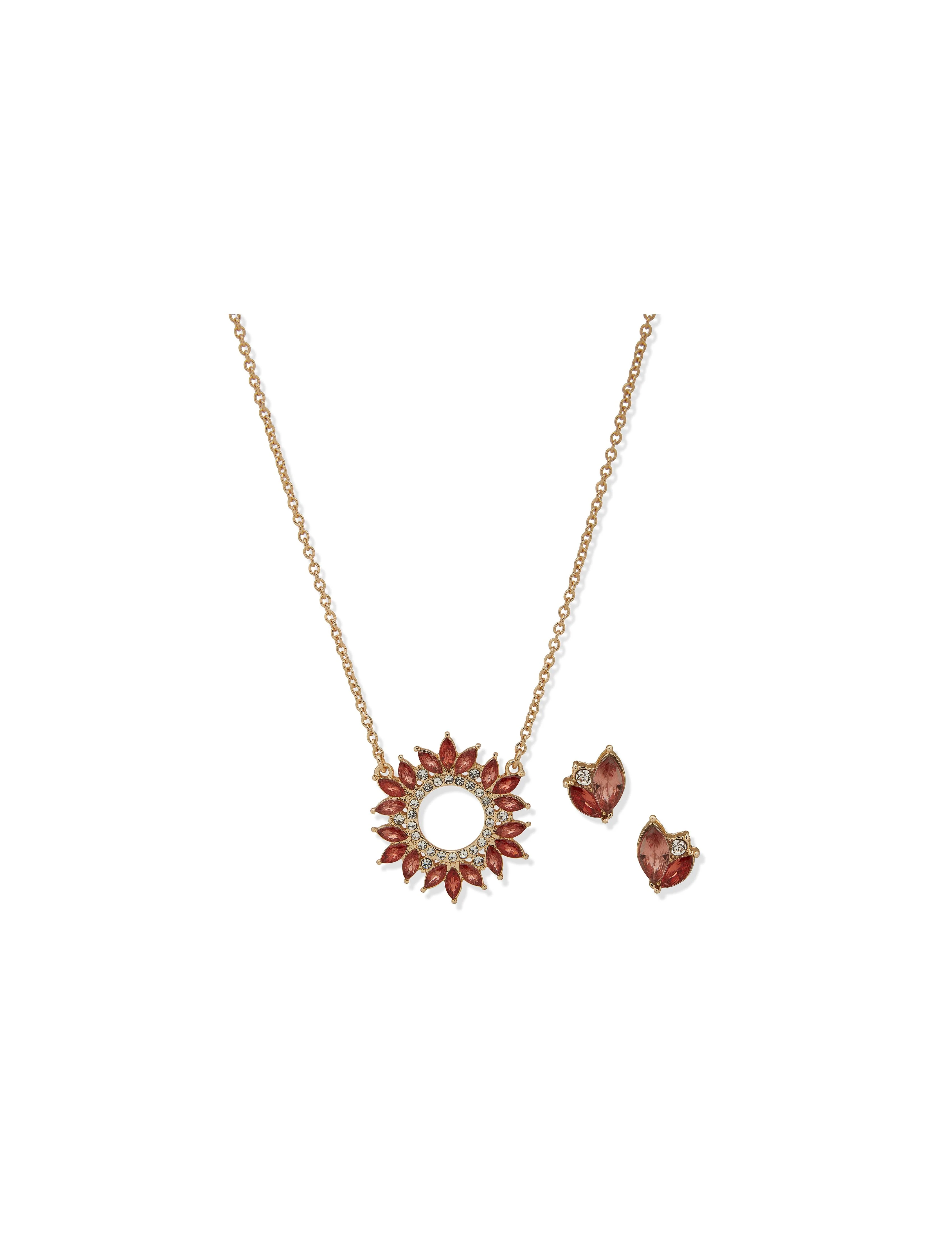 Cluster Pendant Necklace and Earring Set