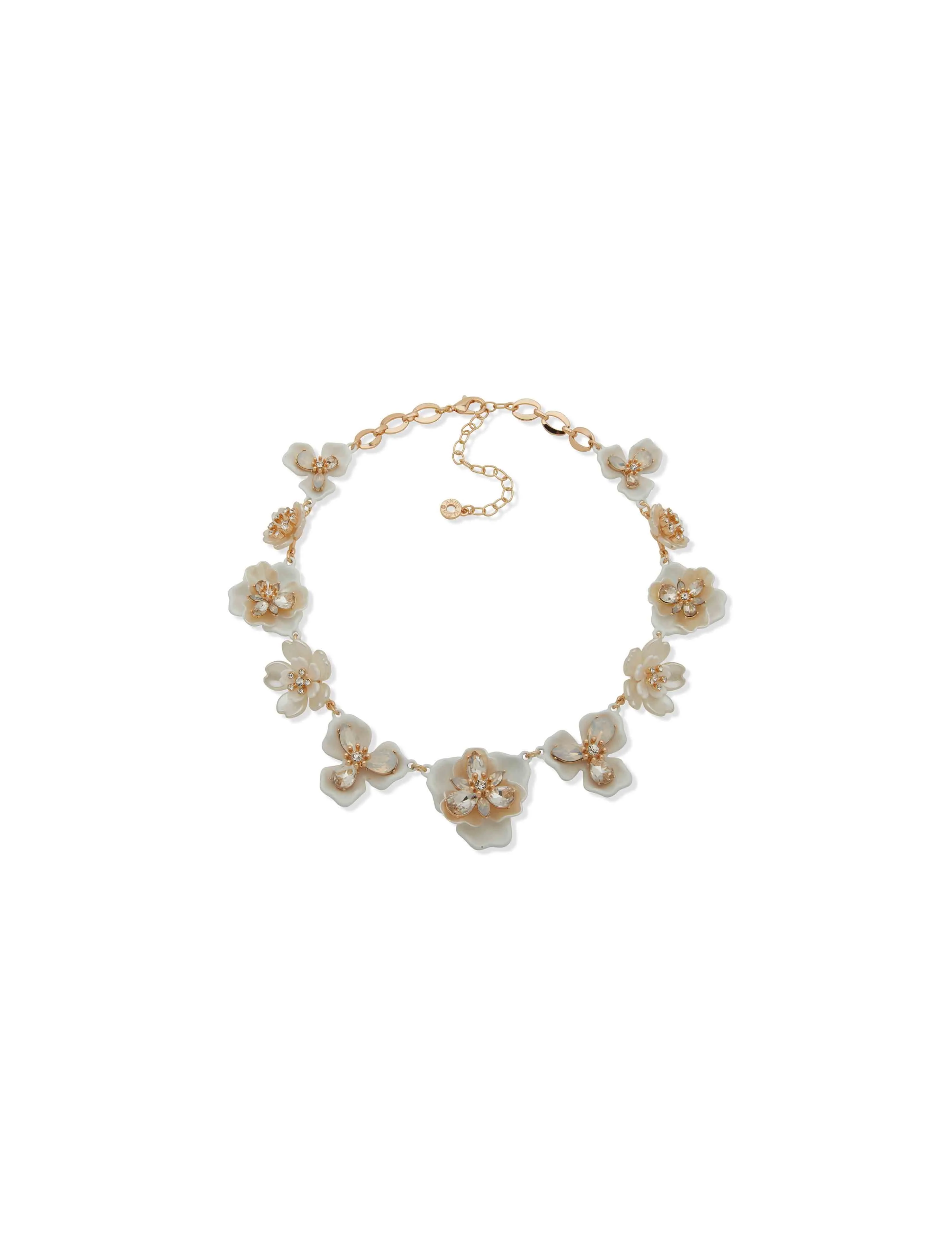 Stationed Flower Necklace - Clear Crystal