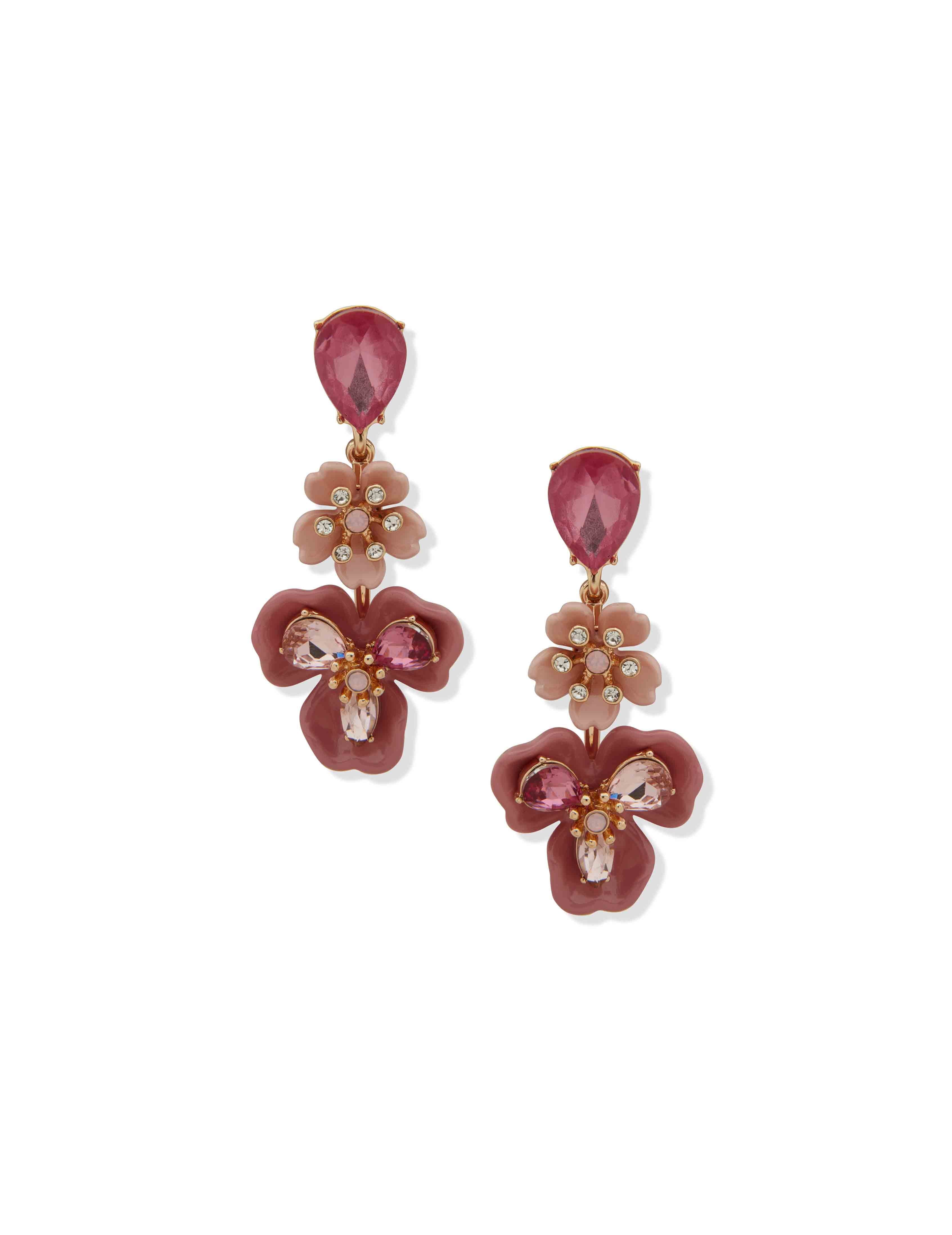 Linear Flower Earring - Pink