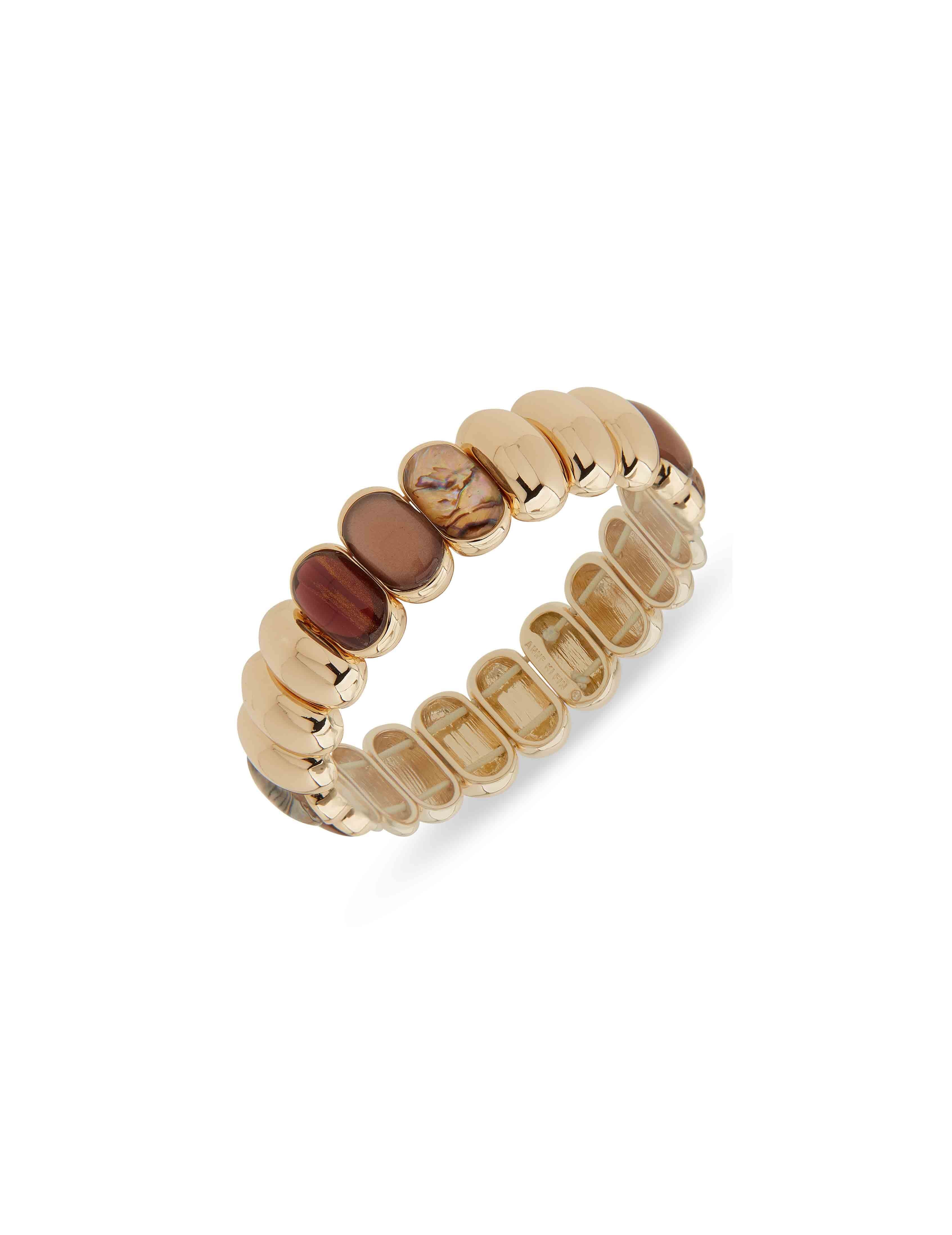 Cab Tiled Stretch Bracelet - Gold/Blush