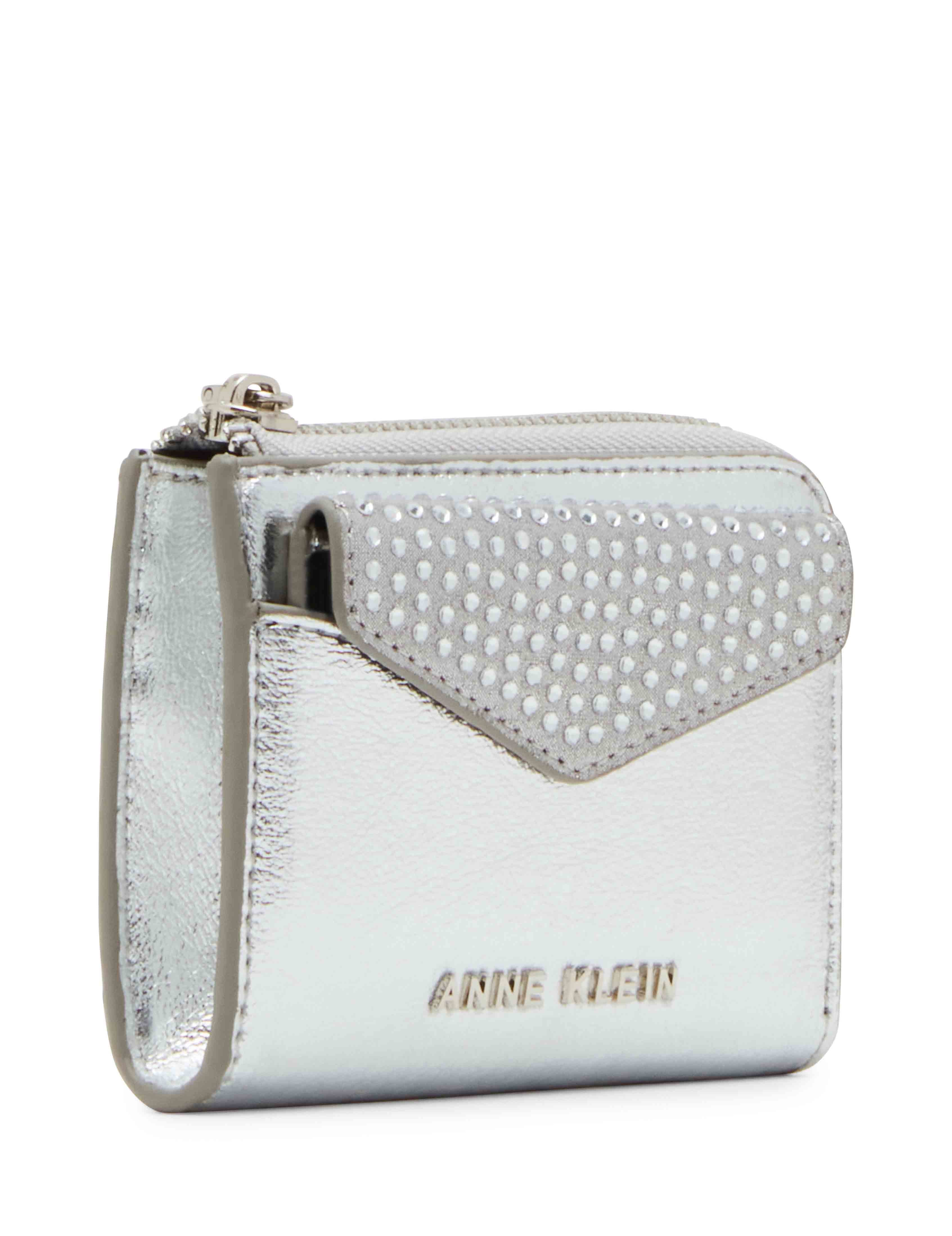 2 Piece Envelope Flap Curved Wallet With Rhinestones