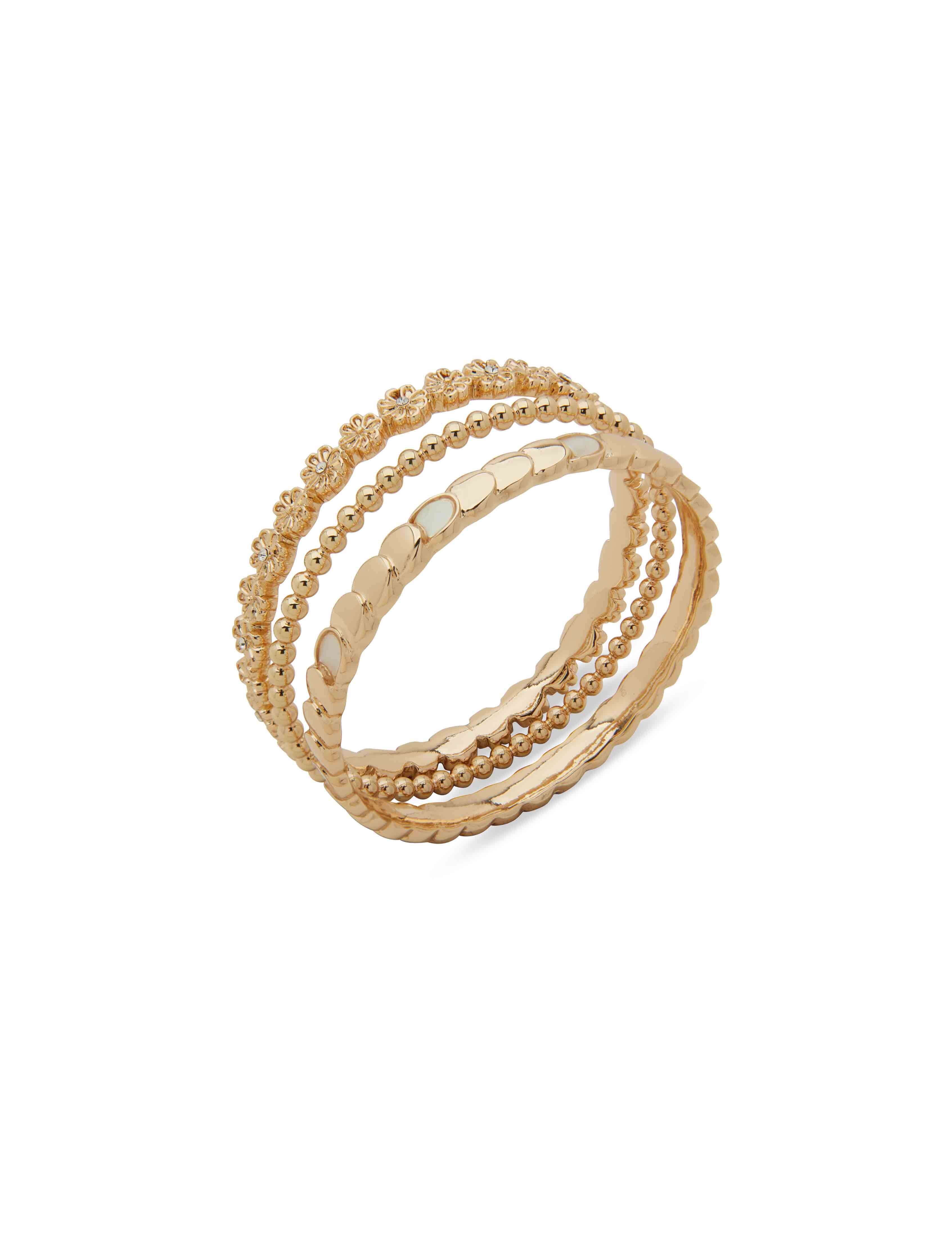 Floral Motif Bangle 3Pc Bangle Set