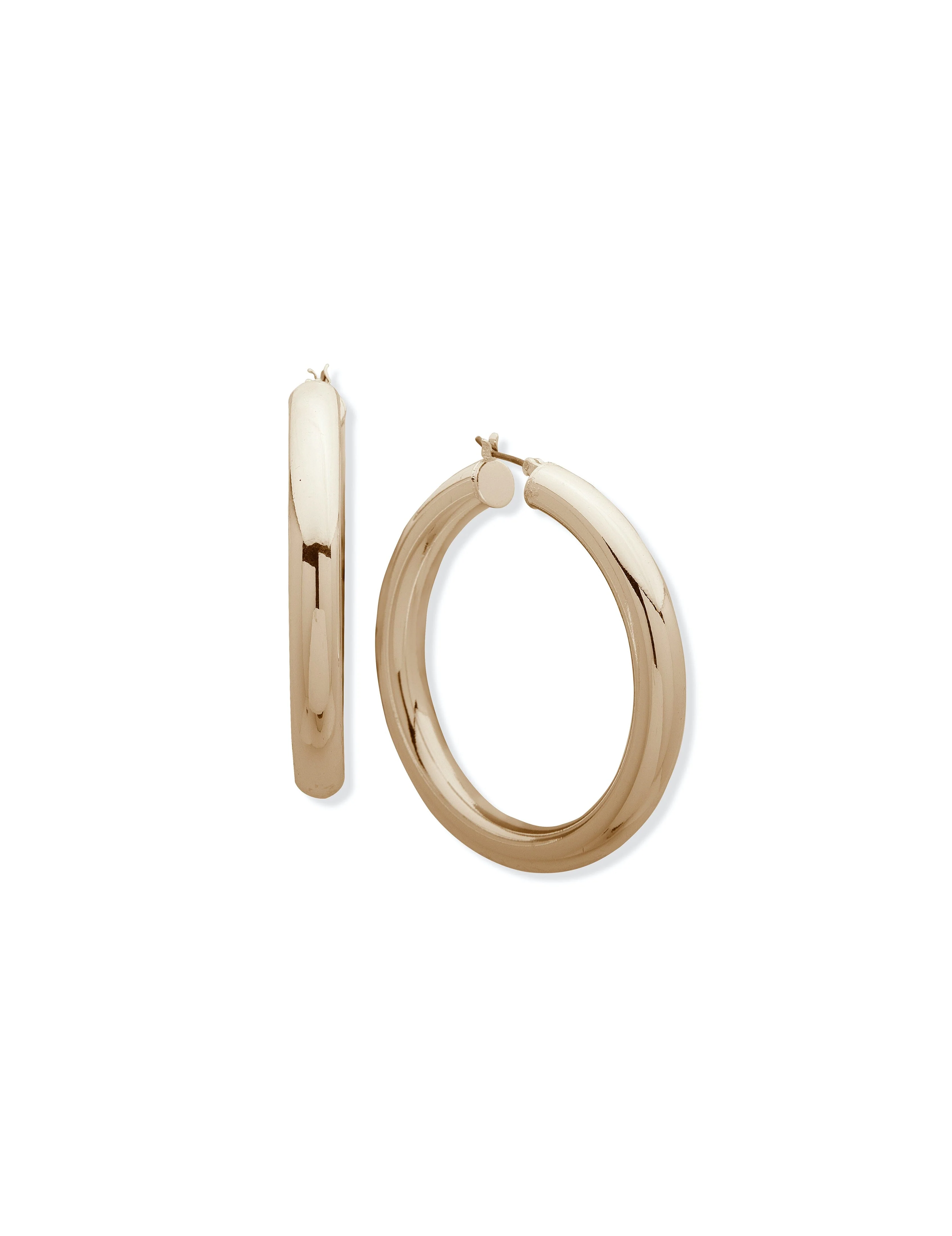 Gold-Tone Tubular Hoop Earrings