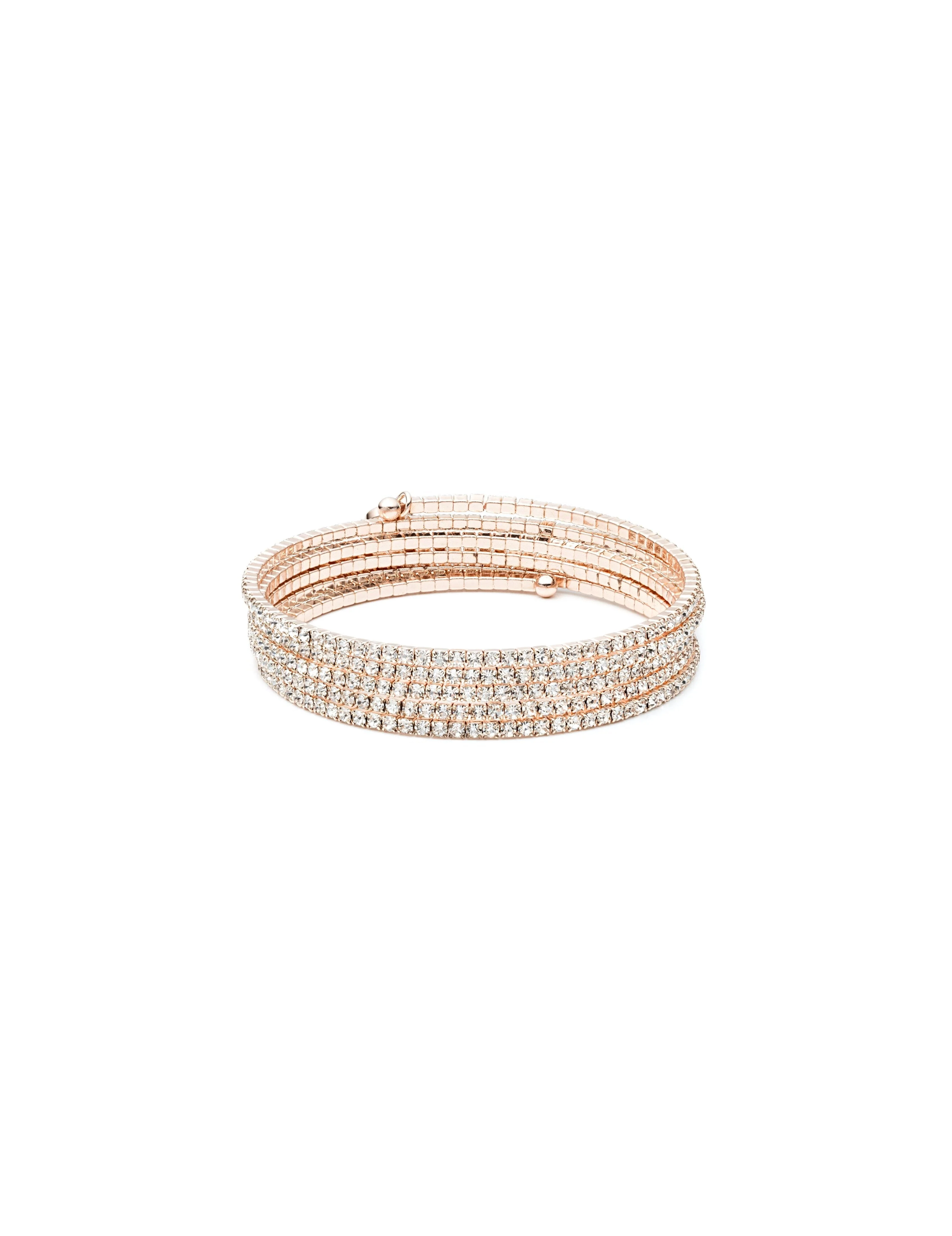 Multi-Row Crystal Coil Bracelet