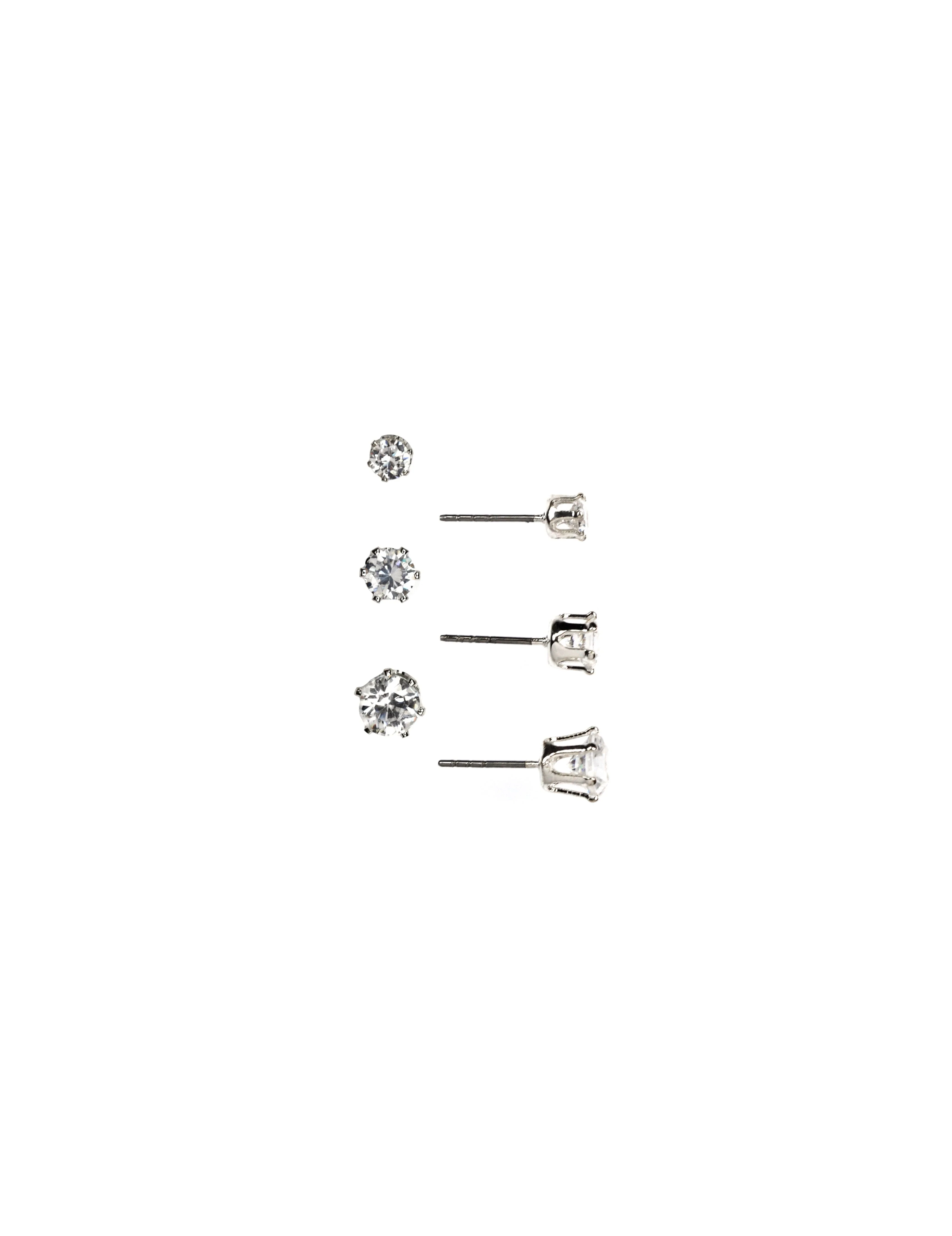 Crystal Silver CZ Stud Earrings