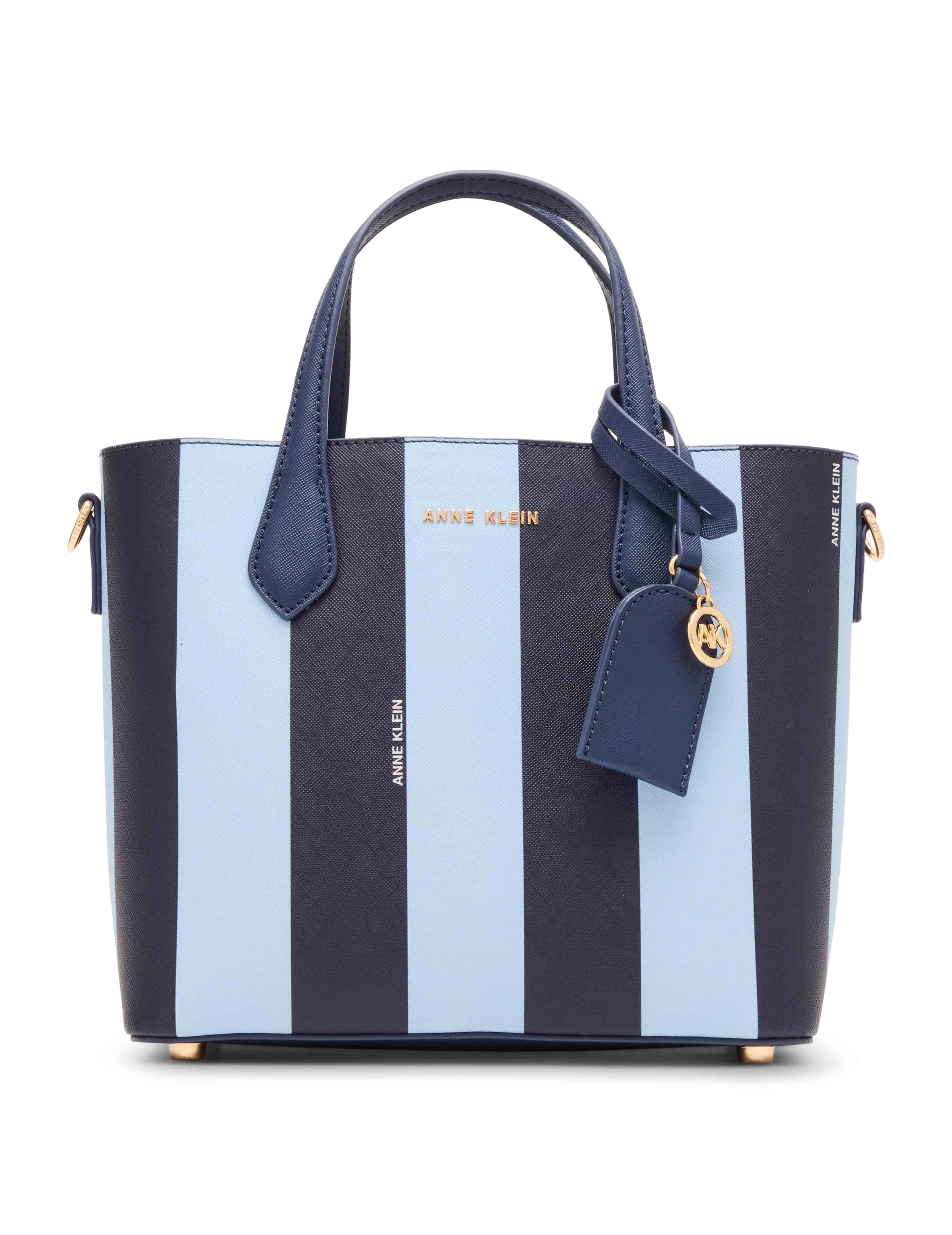 Striped Bonded Mini Tote with Convertible Strap