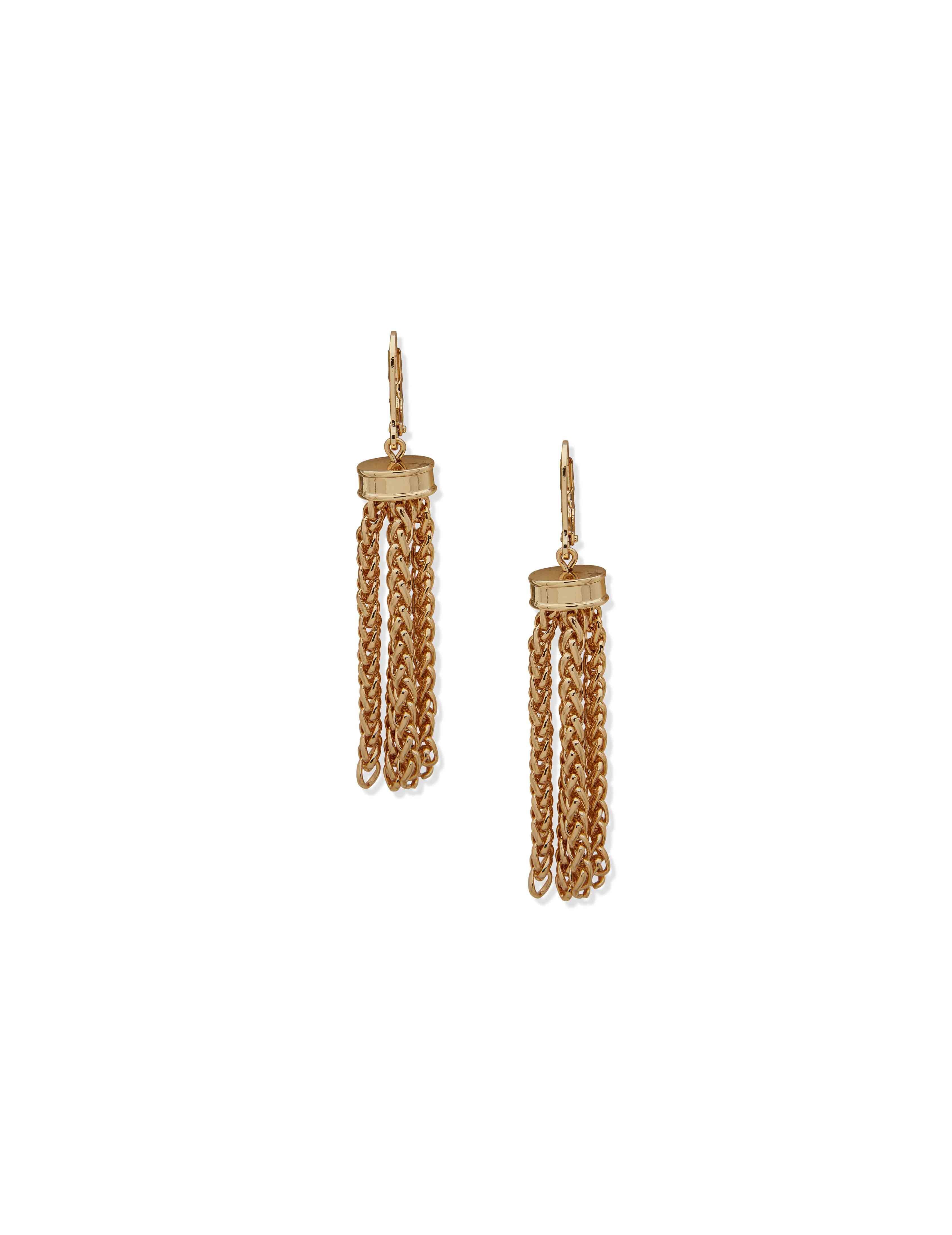 Woven Link Tassel Drop Earrings