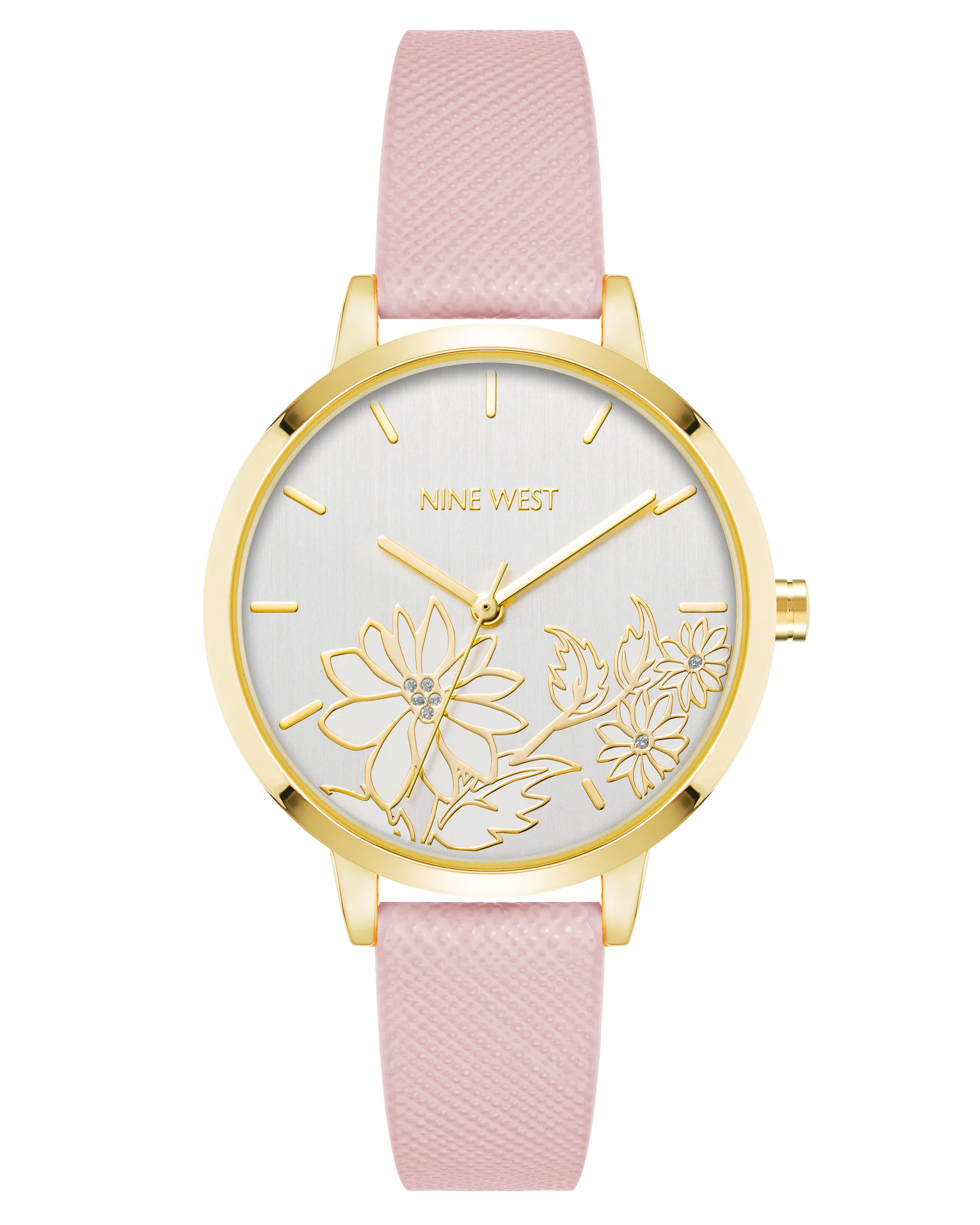 Floral Dial Saffiano Strap Watch
