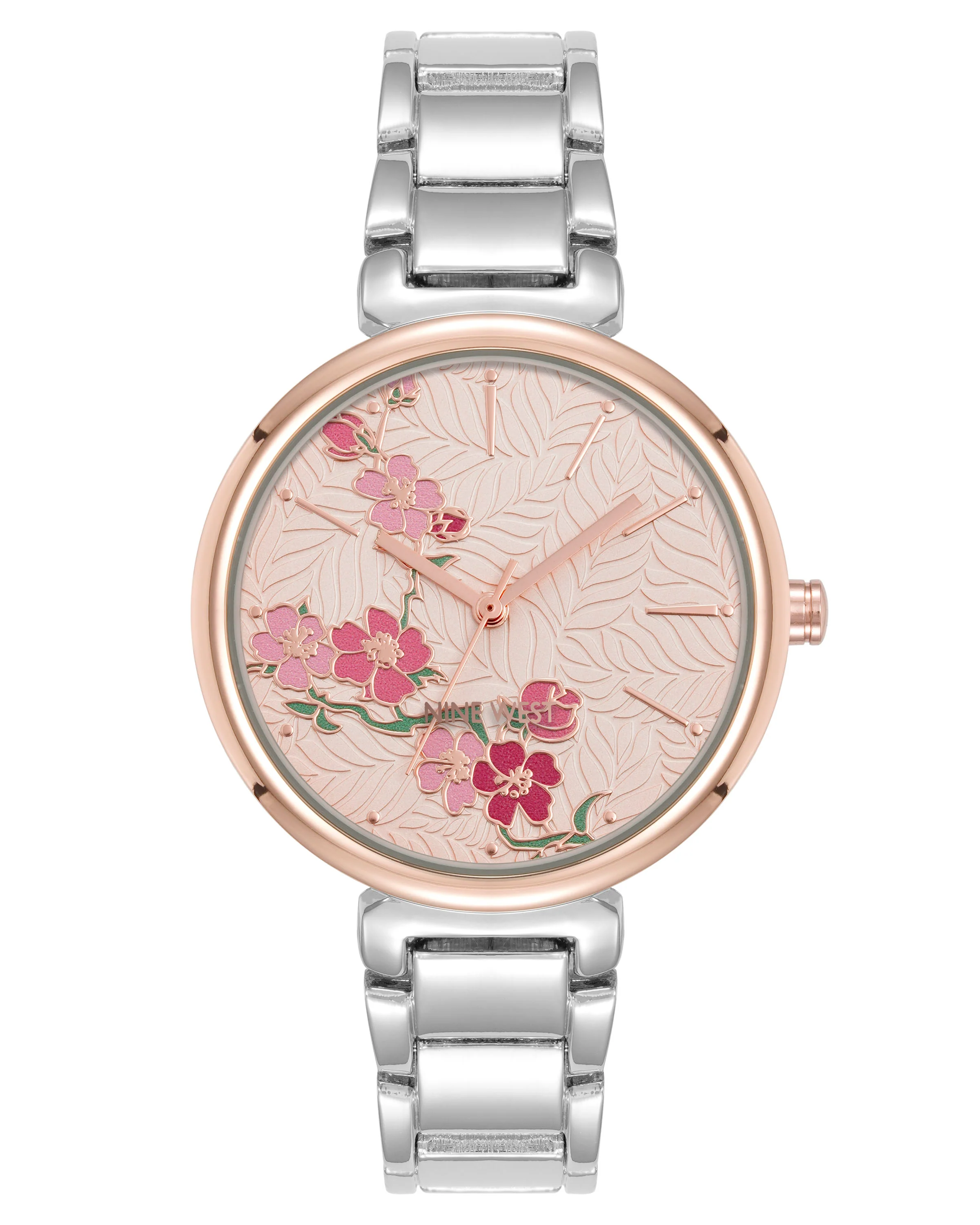 Textured Floral Dial Bracelet Watch