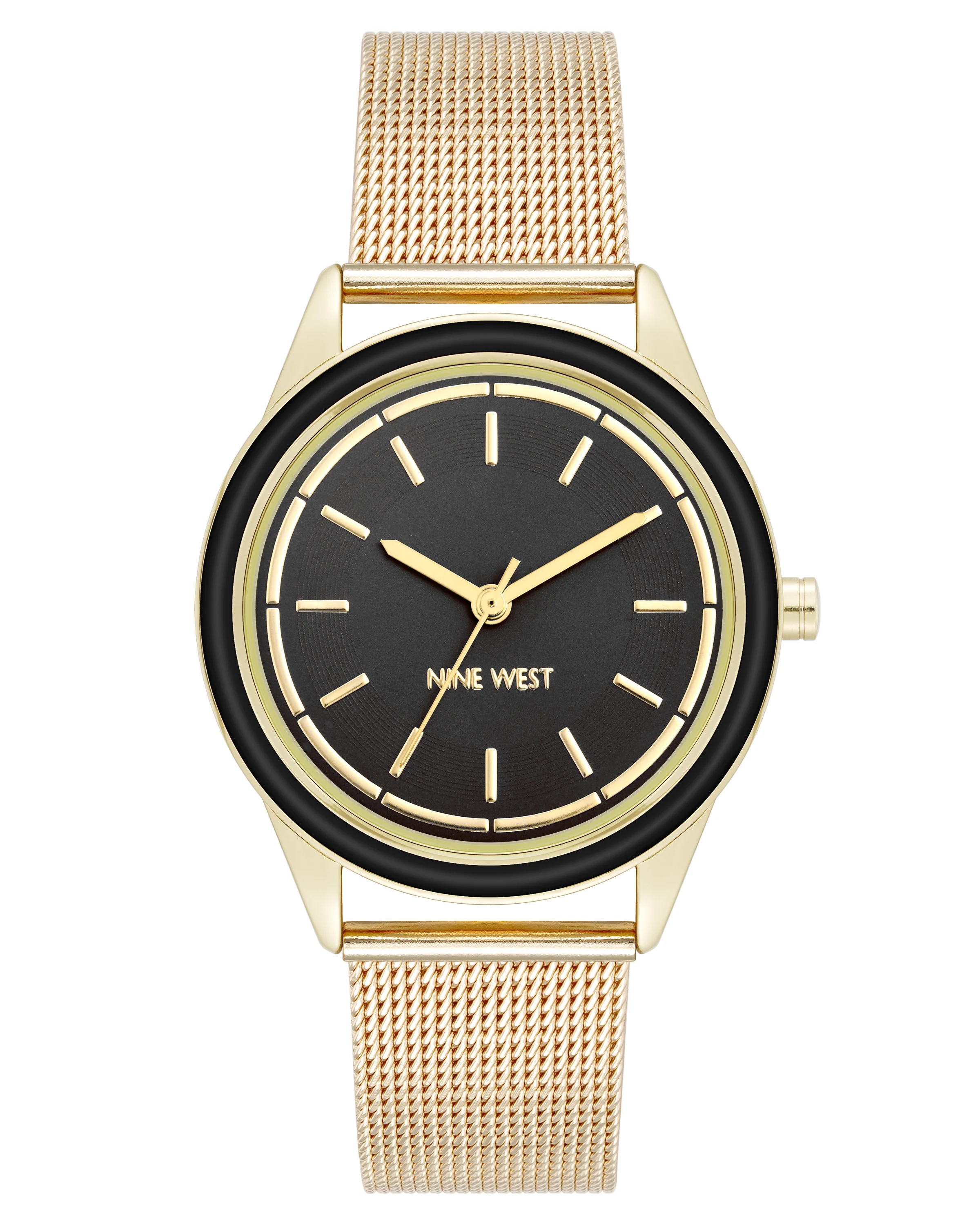 Mesh Bracelet Watch with Color Bezel
