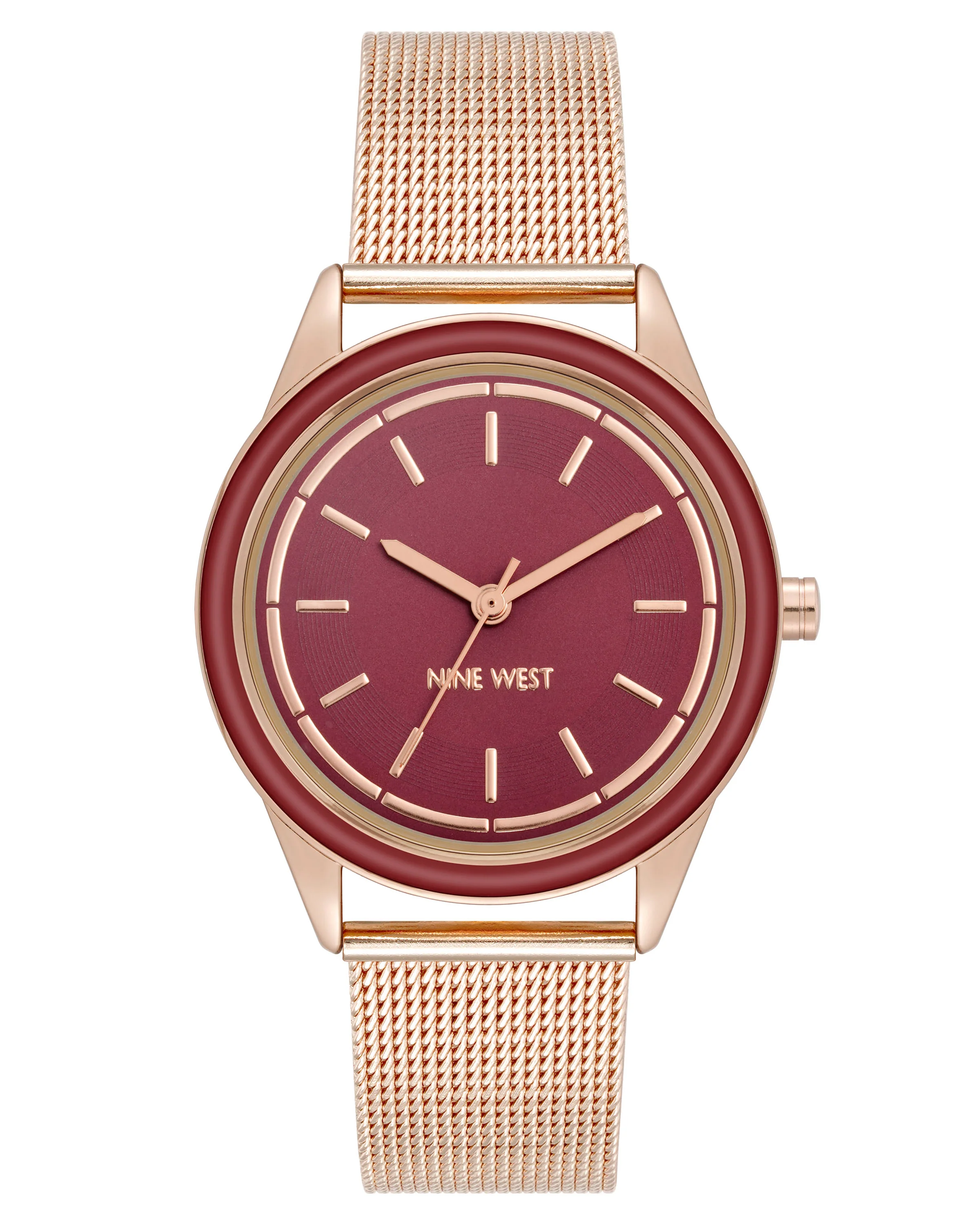 Mesh Bracelet Watch with Color Bezel