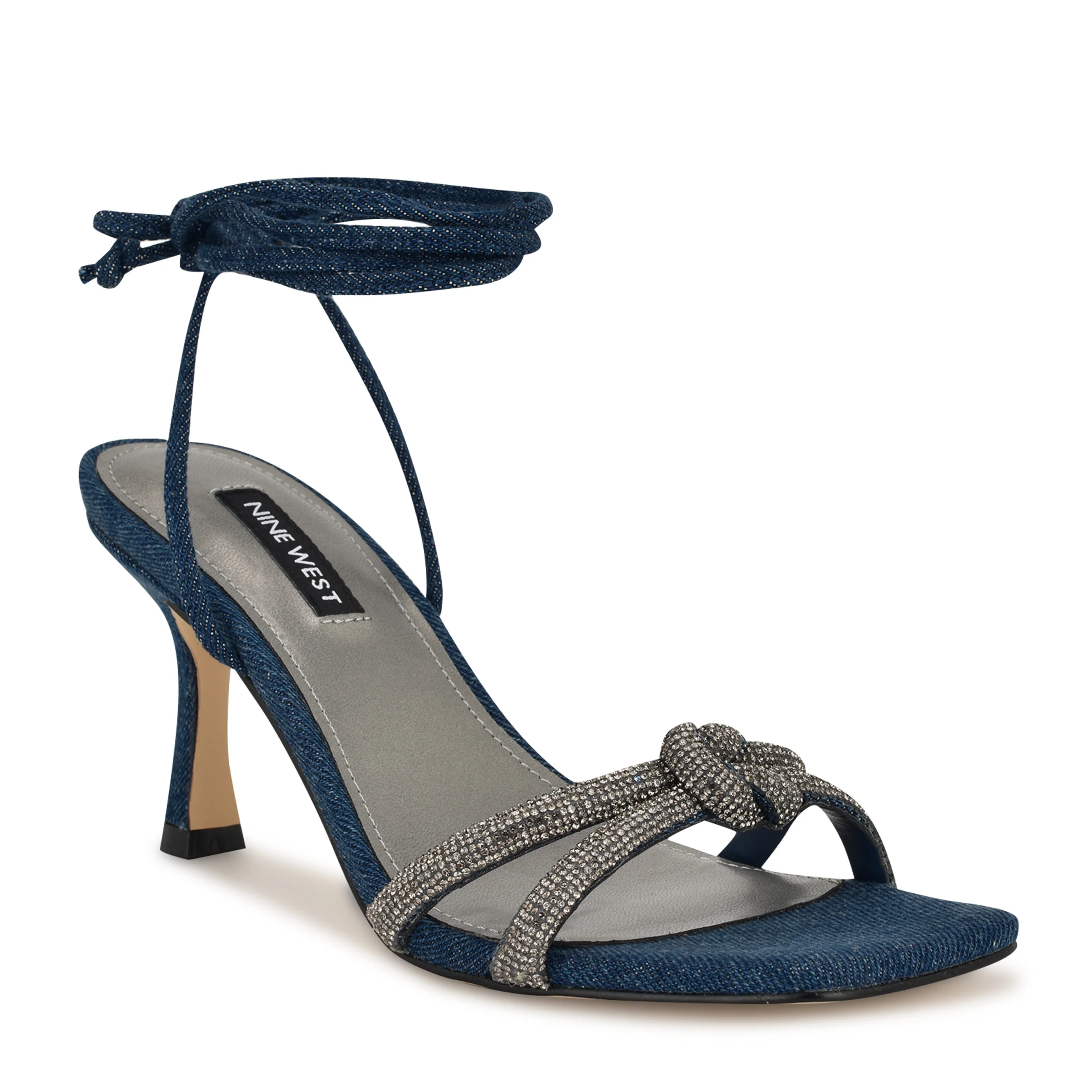 Raqchel Rhinestone Bow Ankle Wrap Sandals