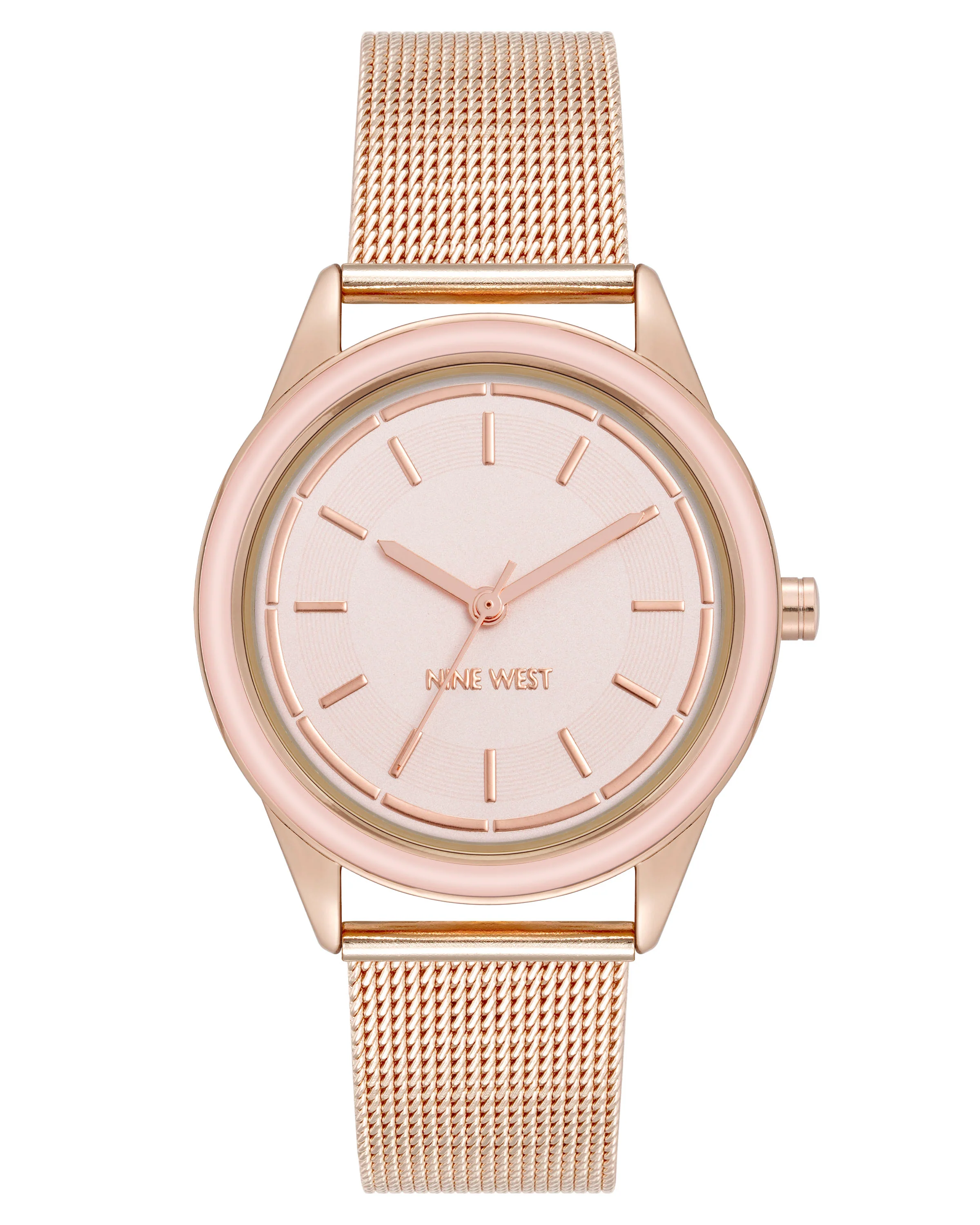 Mesh Bracelet Watch with Color Bezel