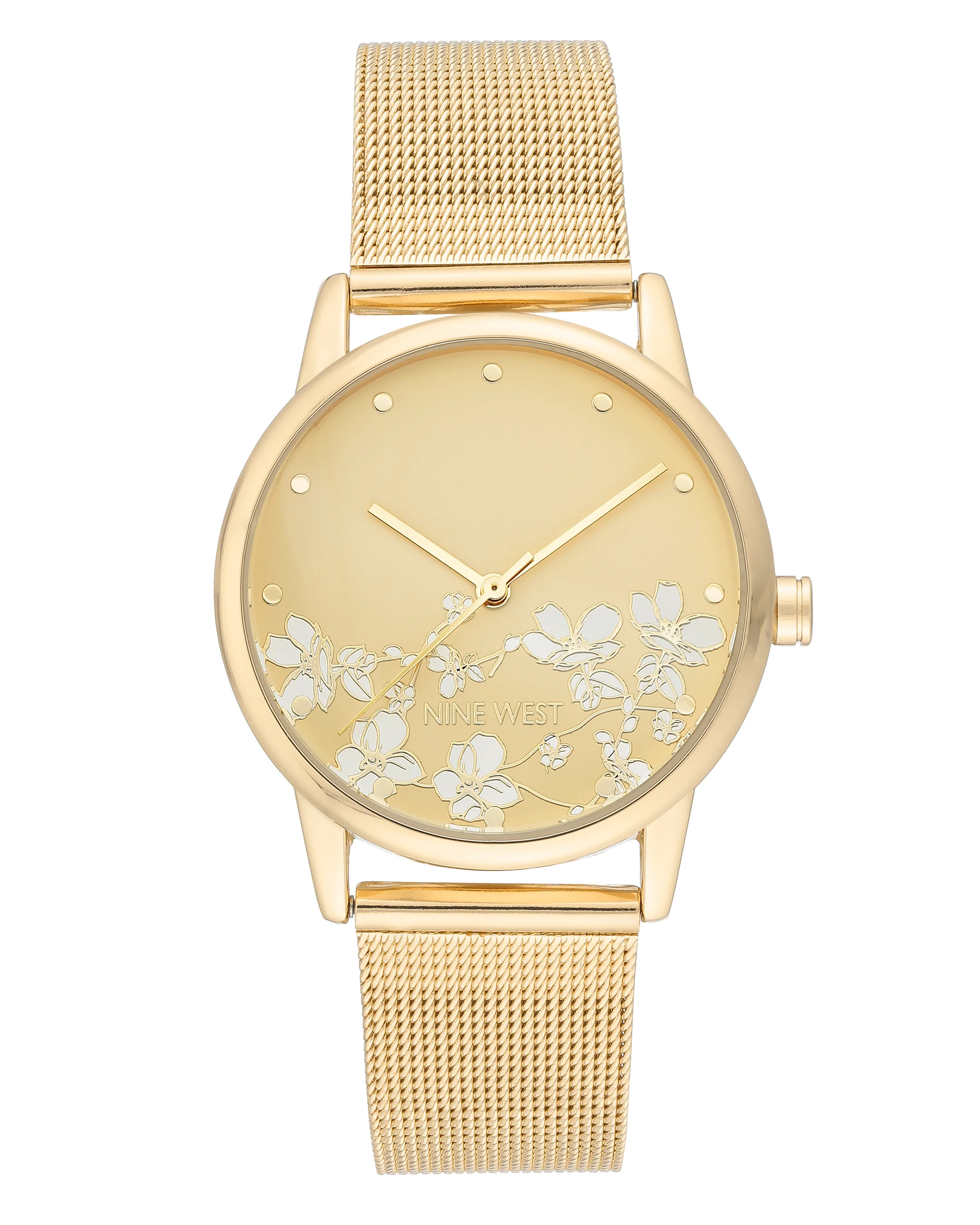 Floral Dial Mesh Bracelet Watch