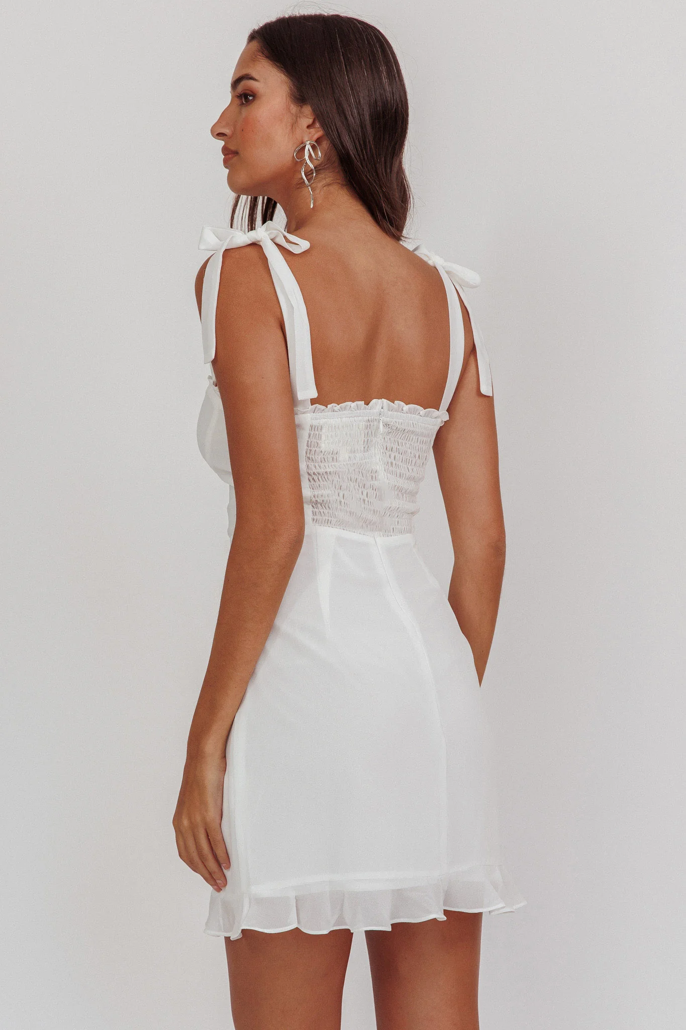 Jezika Tied Shoulder Mini Dress White