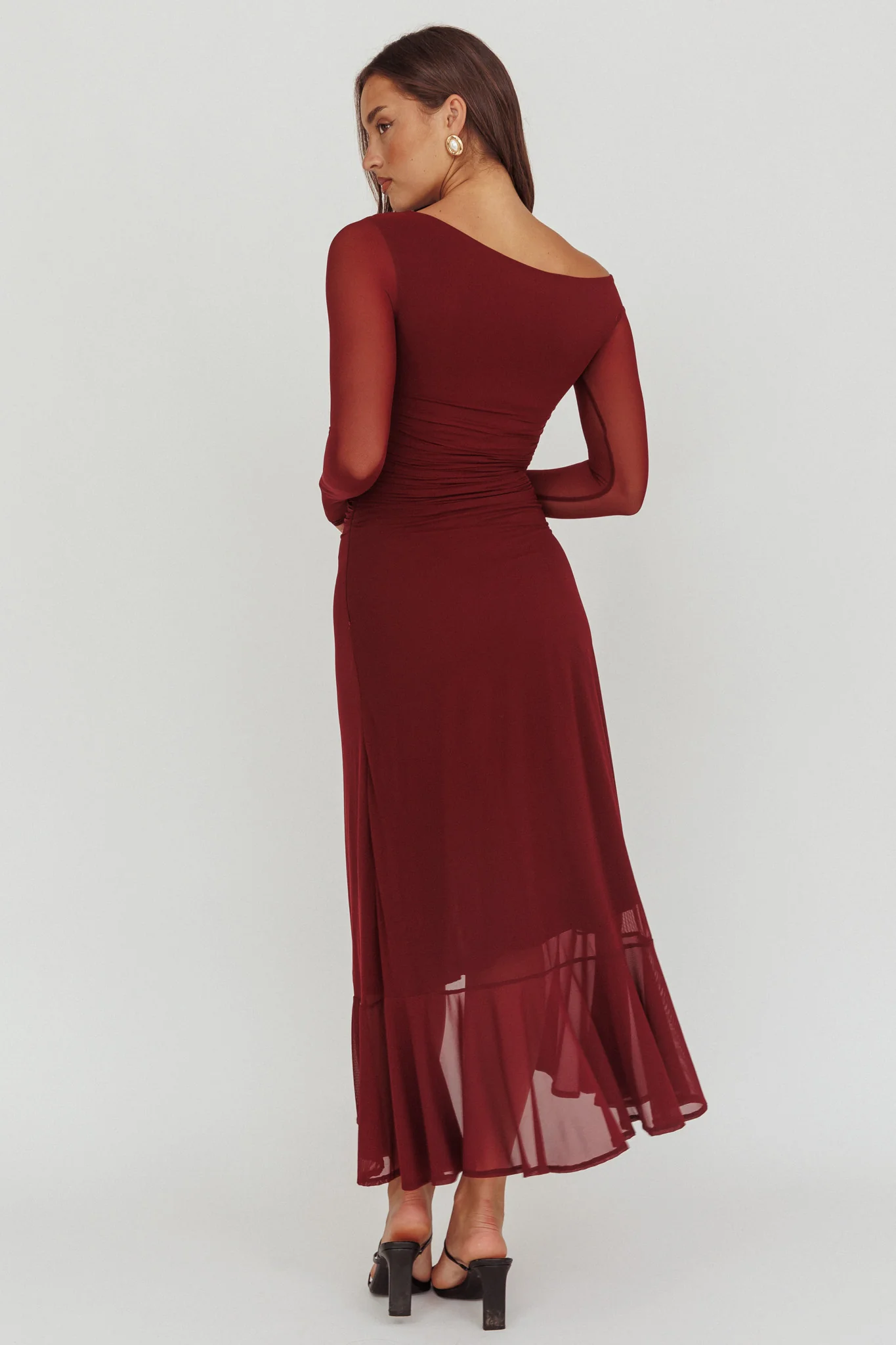 Moonlit Magic Long Sleeve Maxi Dress Wine