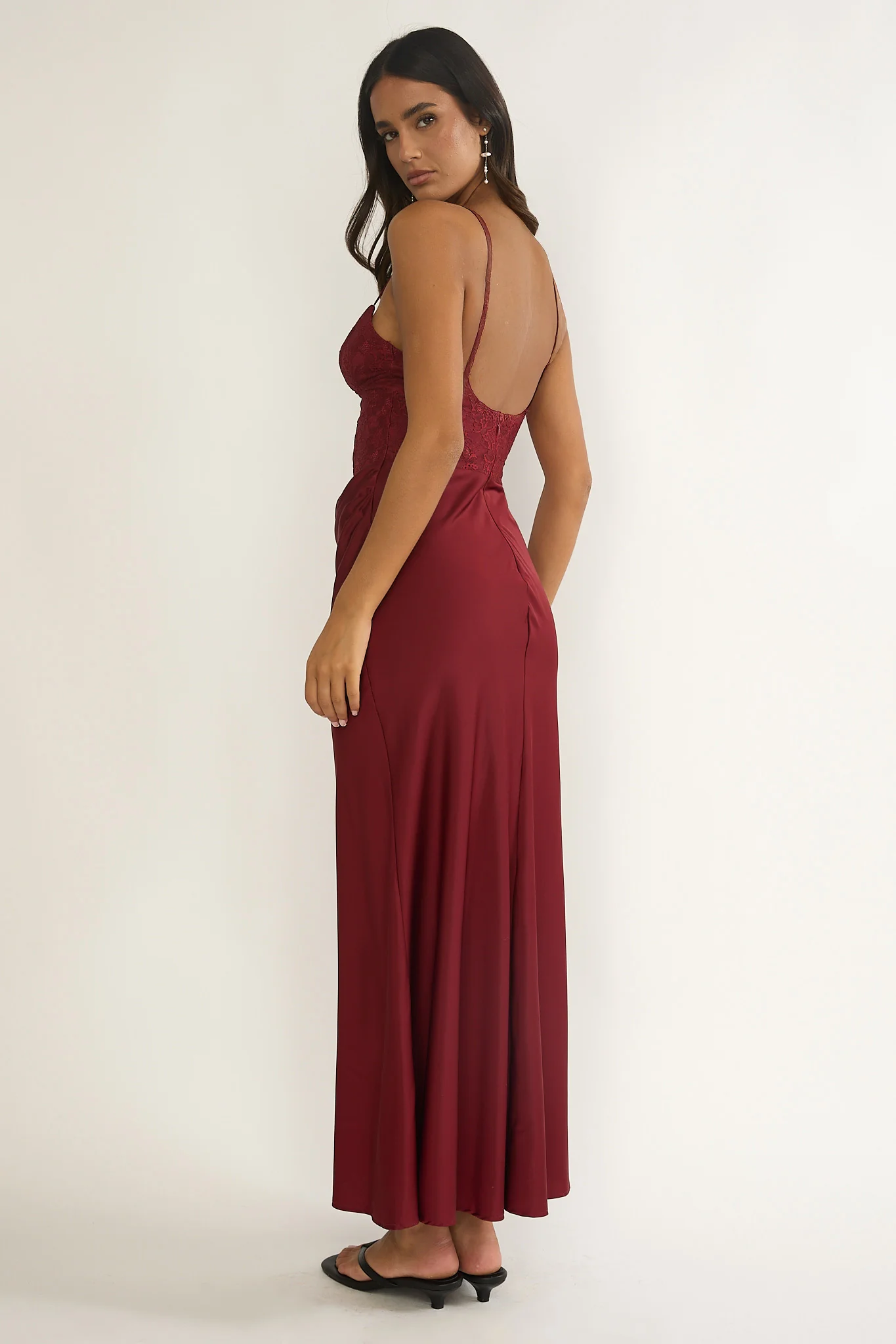 Faelis Draped Waist Maxi Dress Wine