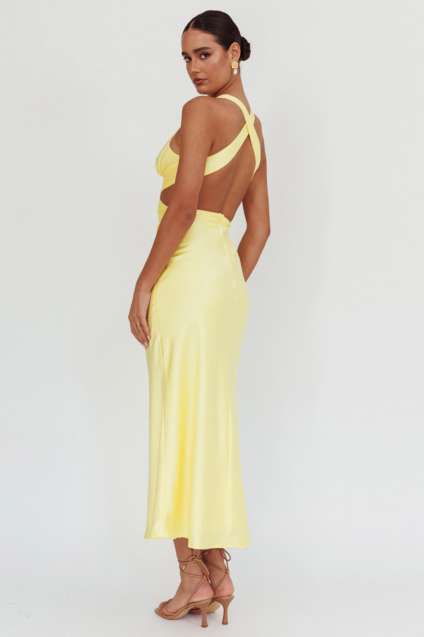 On And On Crossover Cut-Out Maxi Dress Lemon