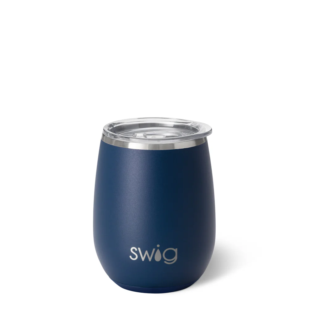 Navy Stemless Wine 14oz