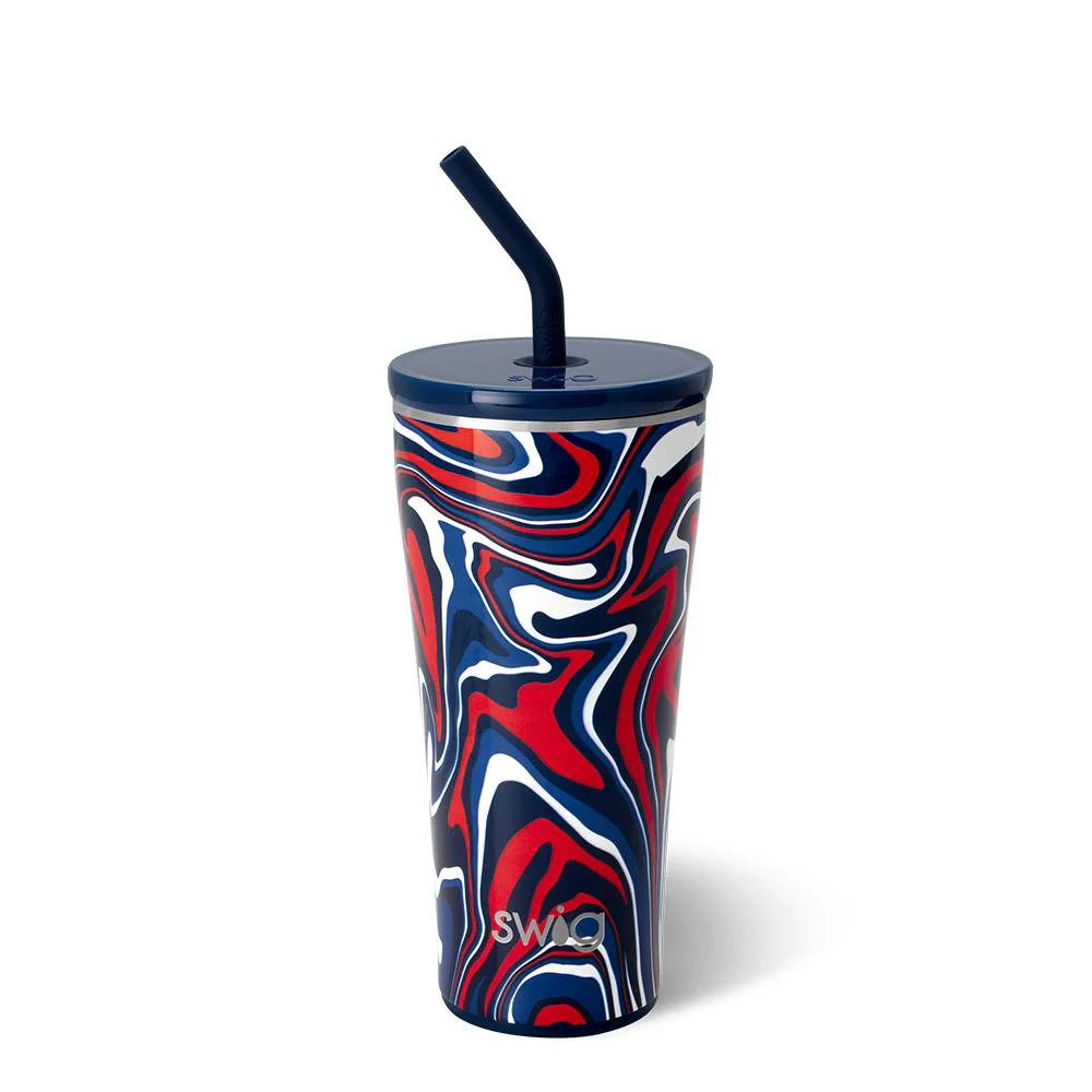 Fanzone Navy + Red Straw Tumbler 32oz