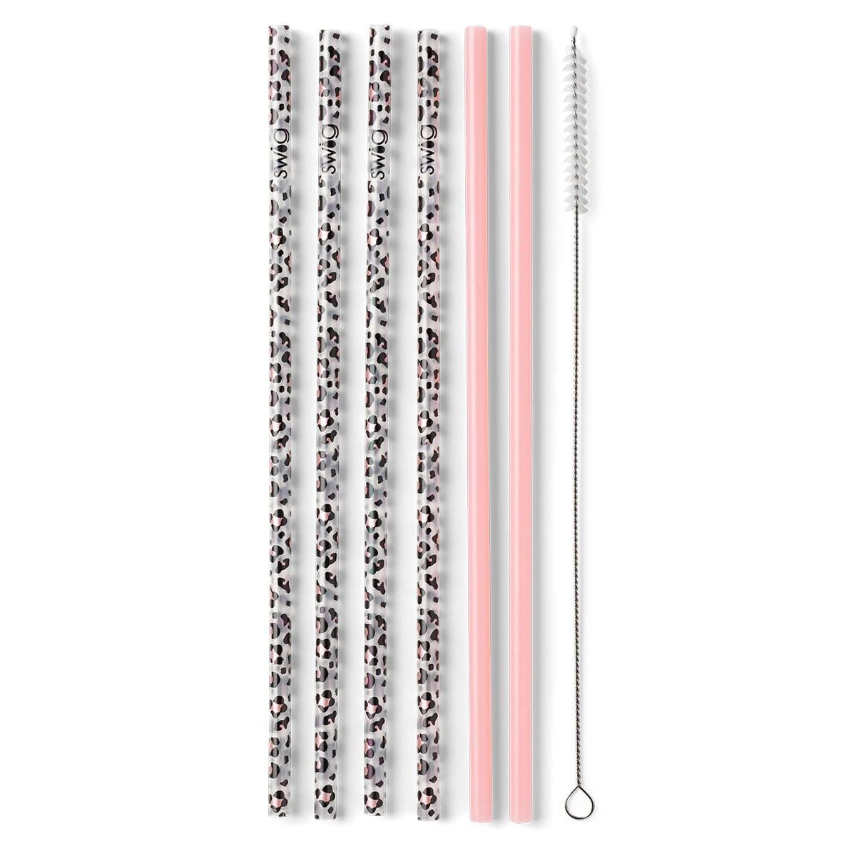 Luxy Leopard + Blush Reusable Straw Set