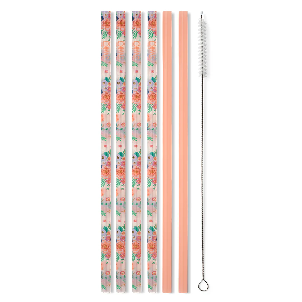 Full Bloom + Coral Reusable Straw Set