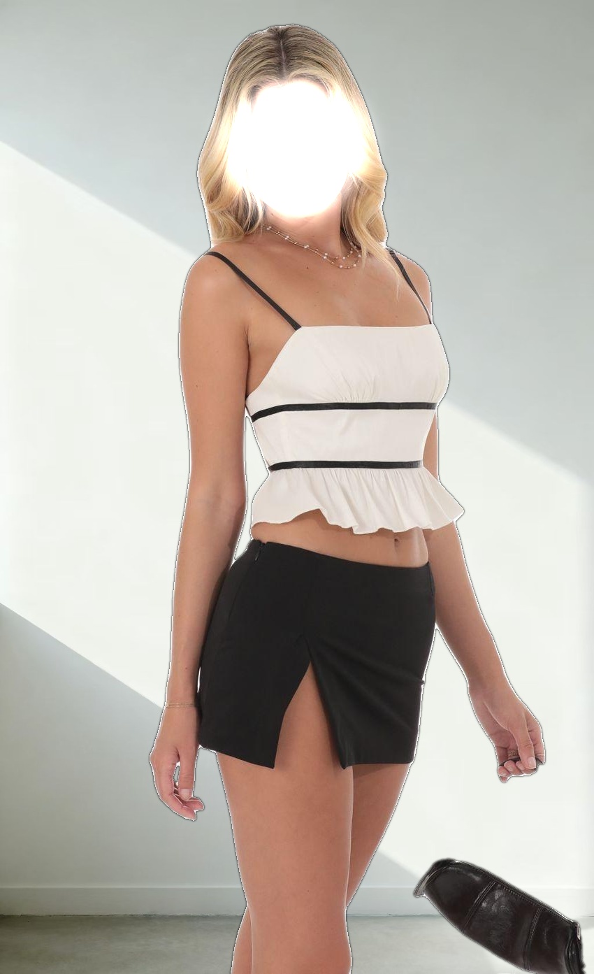 Striped Open Back Top in White