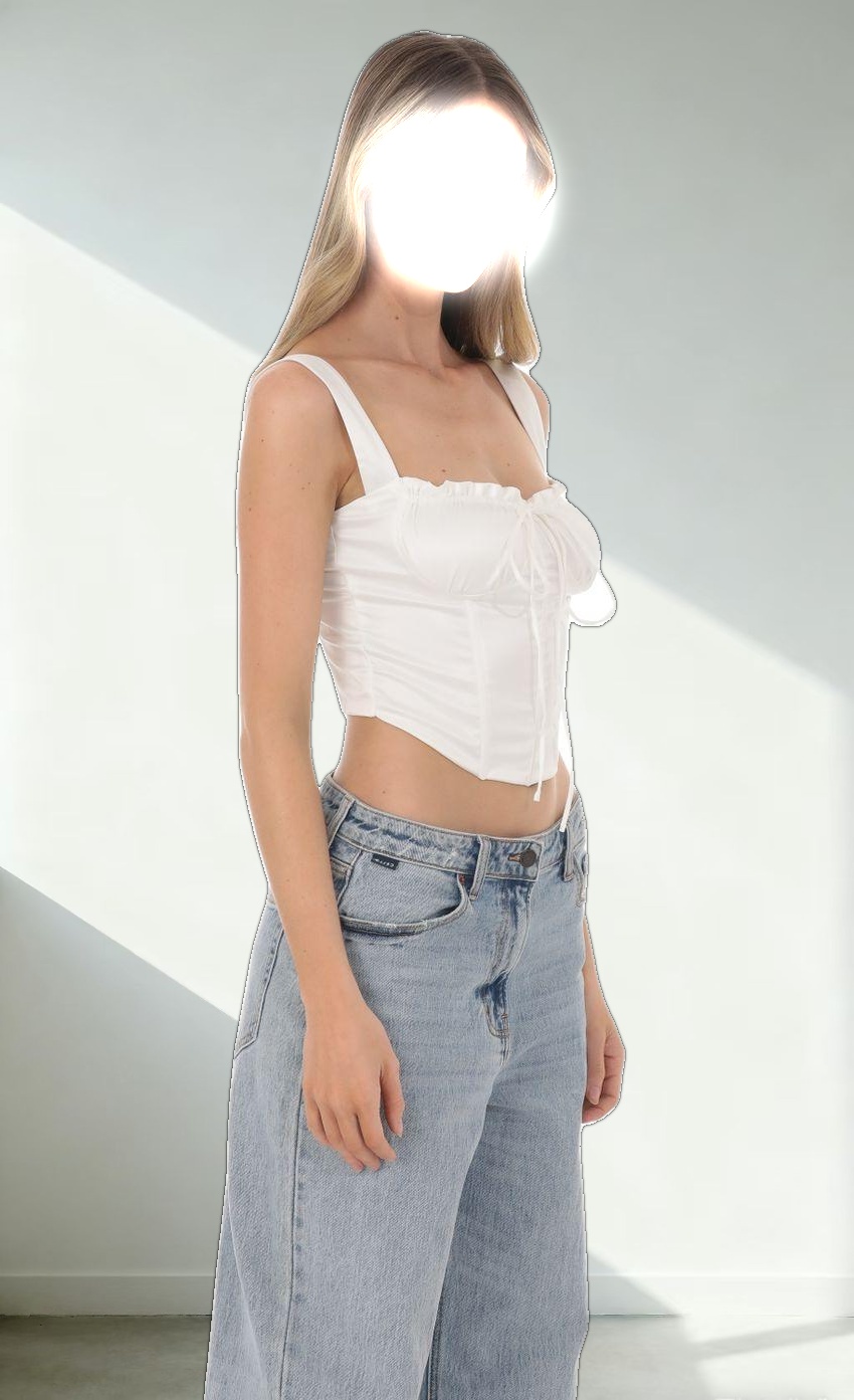 Satin Corset Top in White