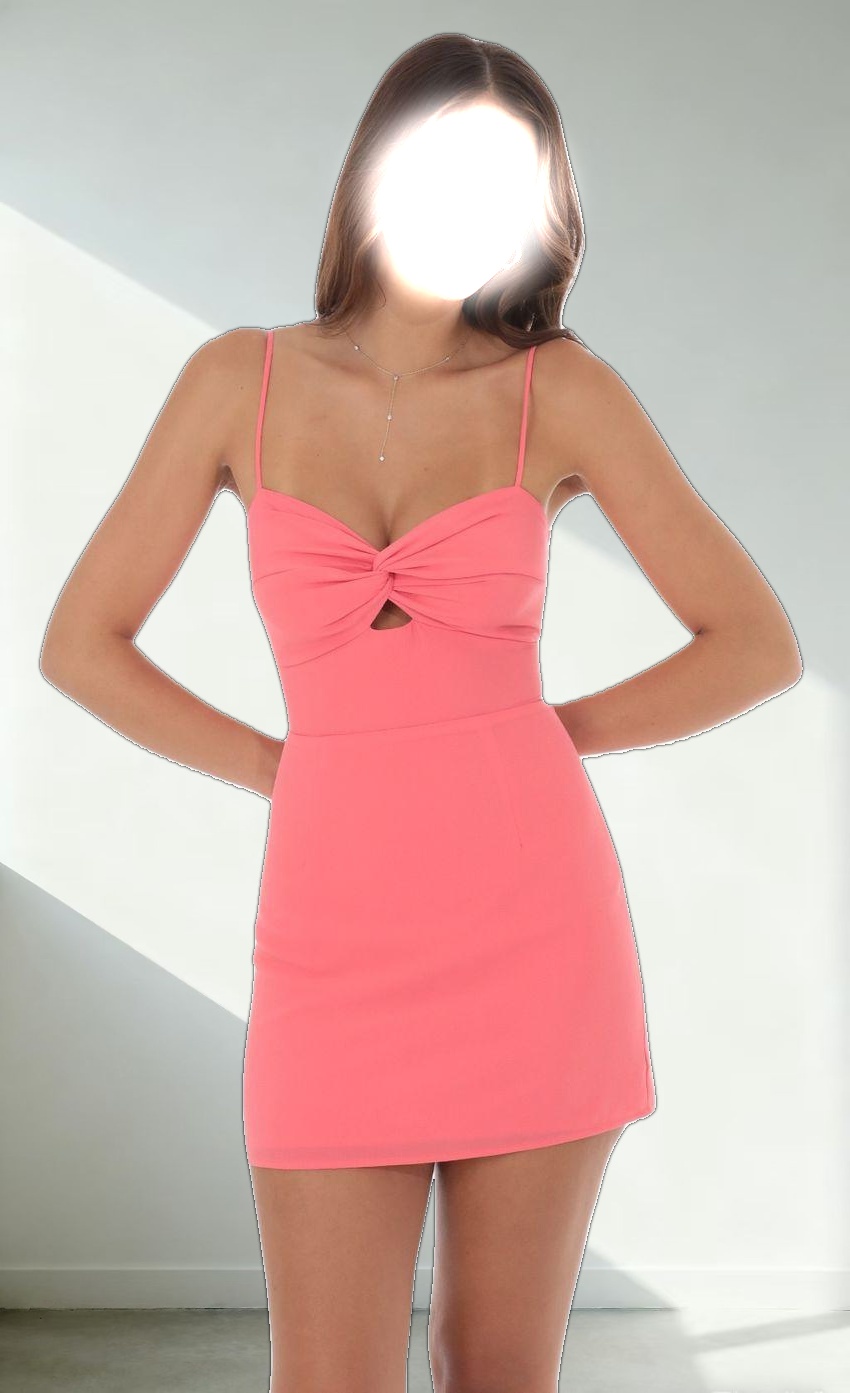 Front Twist Dress in Coral