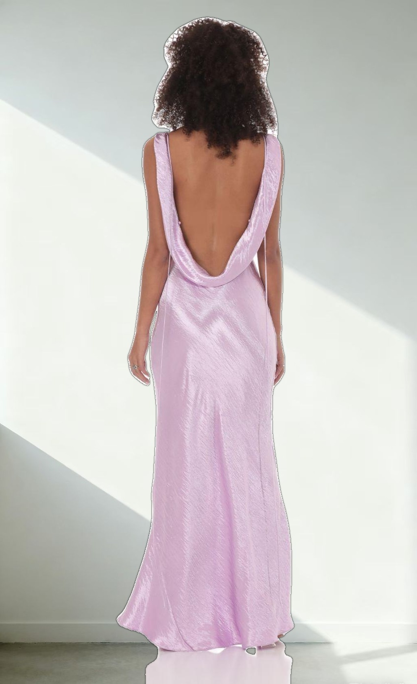 Satin Cowl Neck Maxi Dress in Lavender