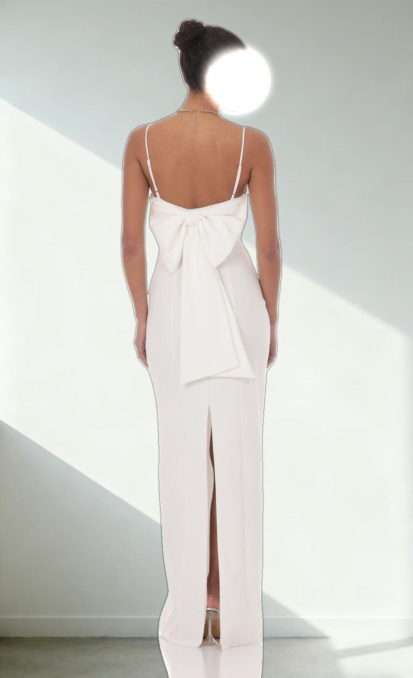 Back Bow Maxi Dress in White
