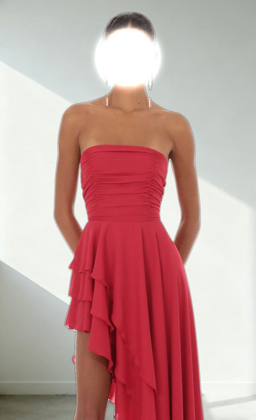Asymmetrical Corset Dress in Red