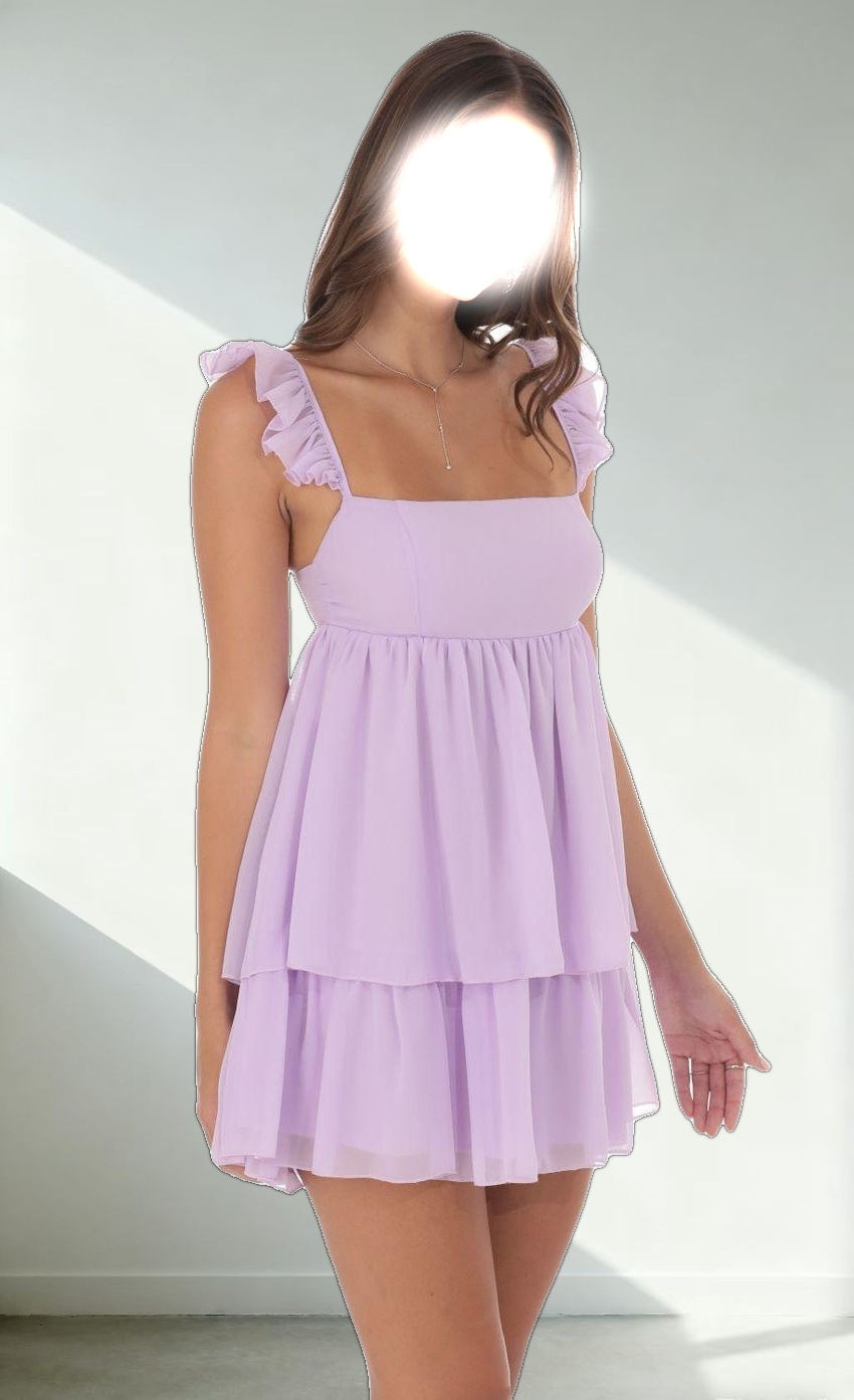 Chiffon Ruffle Dress in Lavender