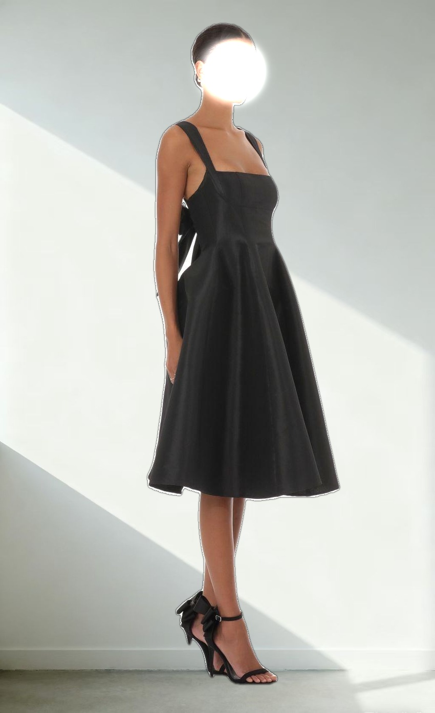 Flare Midi Dress in Black