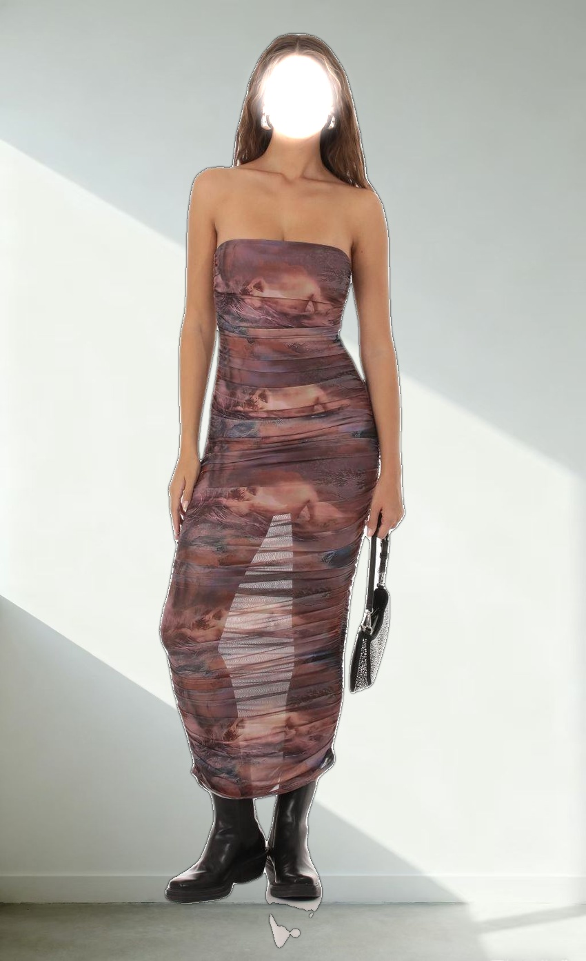 Mesh Print Dress in Purple Blush