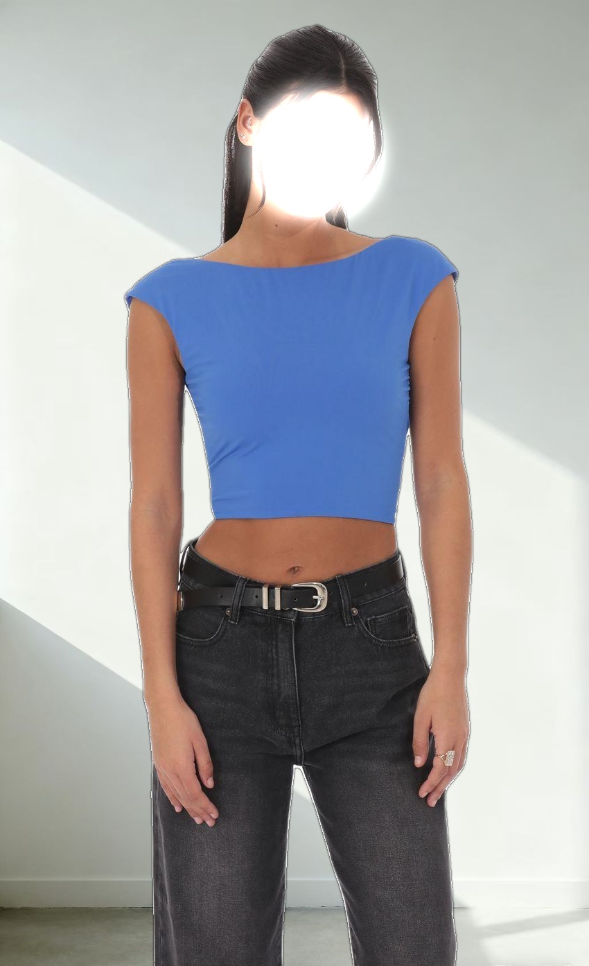 Open Tie Back Top in Blue